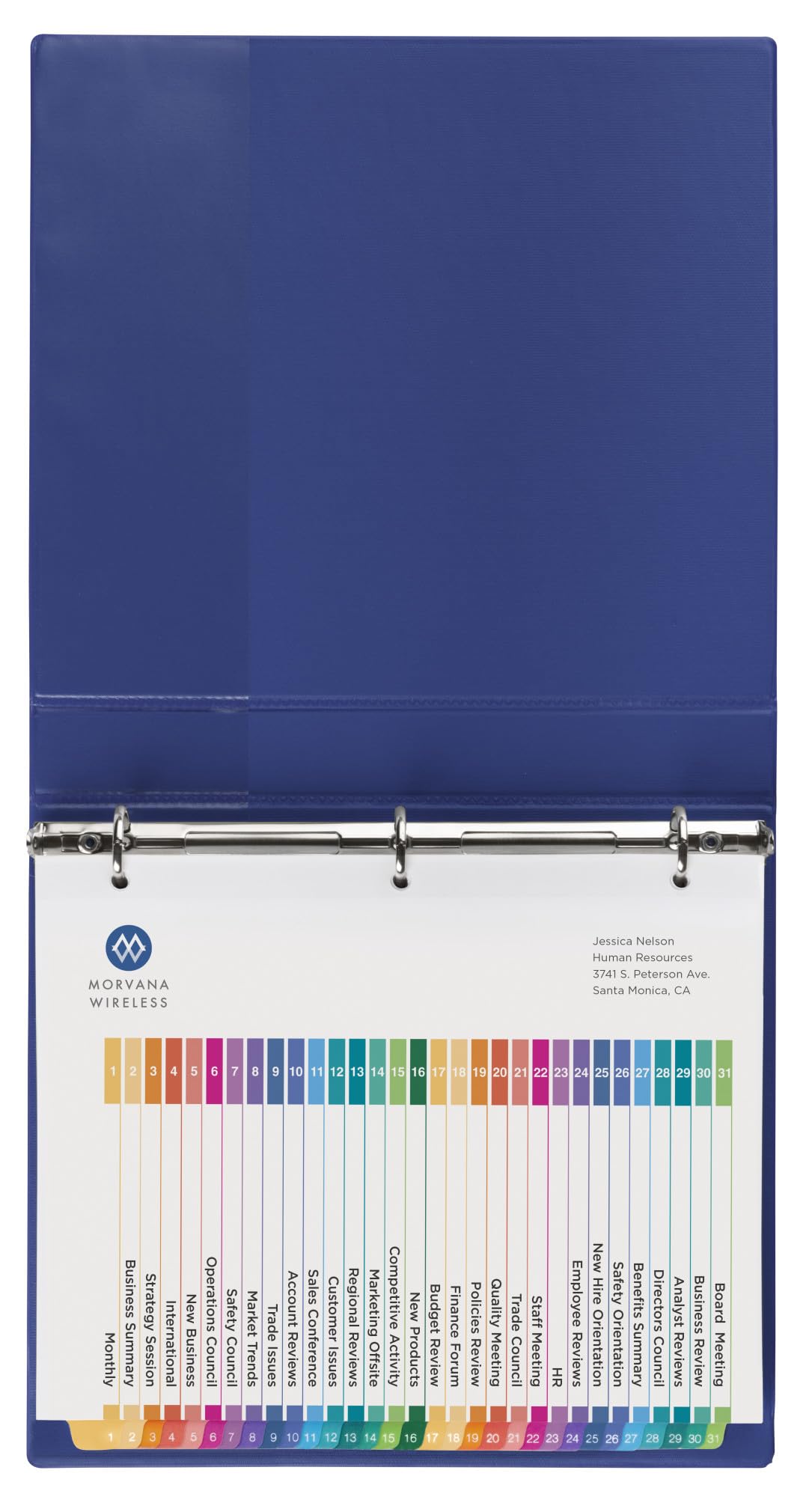 Avery 1-31 Tab Dividers for 3 Ring Binders, Customizable Table of Contents, Multicolor Tabs, 1 Set (11129)