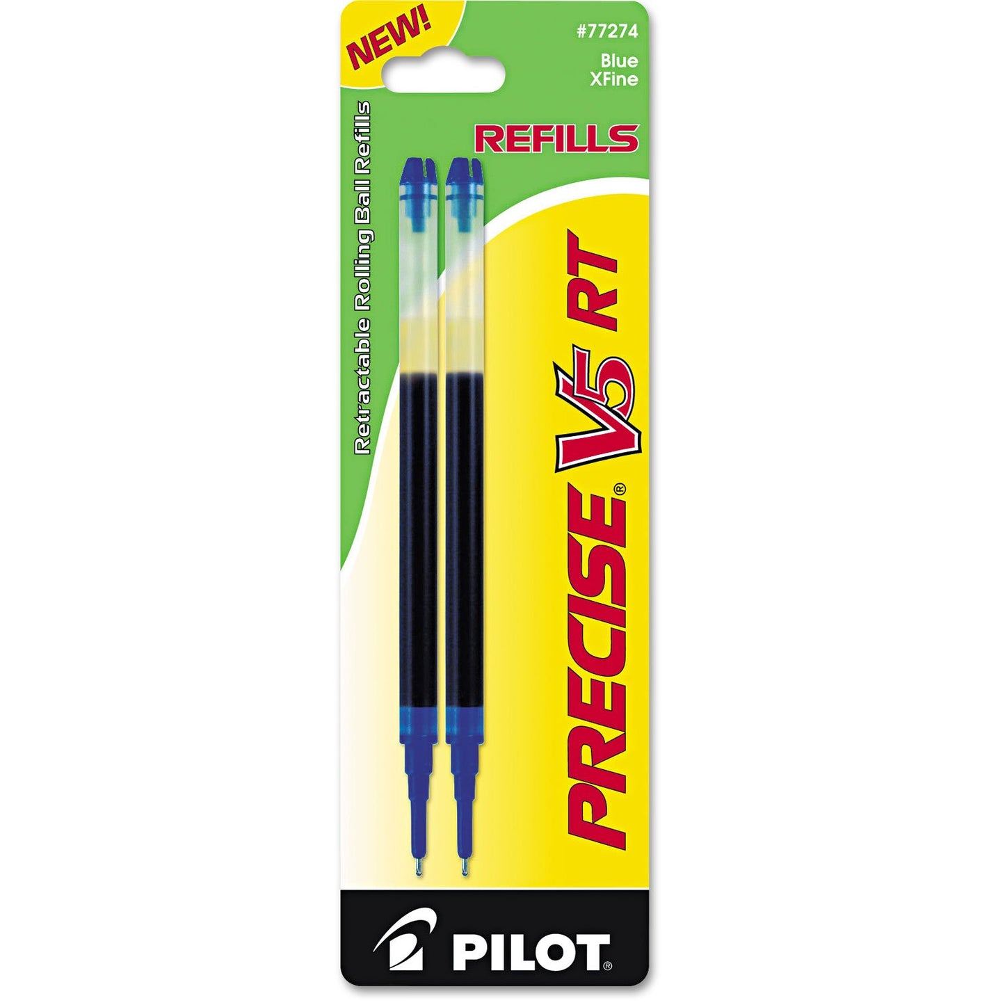 Pilot, Precise V5 RT Liquid Ink Refills, Extra Fine Point 0.5 mm, Blue, Pack Of 2