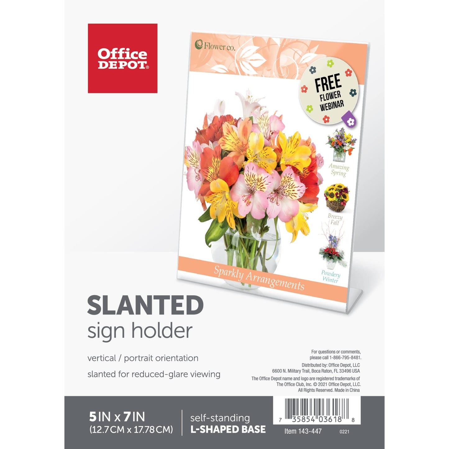 Office Depot� Brand Slanted Sign Holder, Vertical, 7 3/16"H x 5 1/16"W, Clear