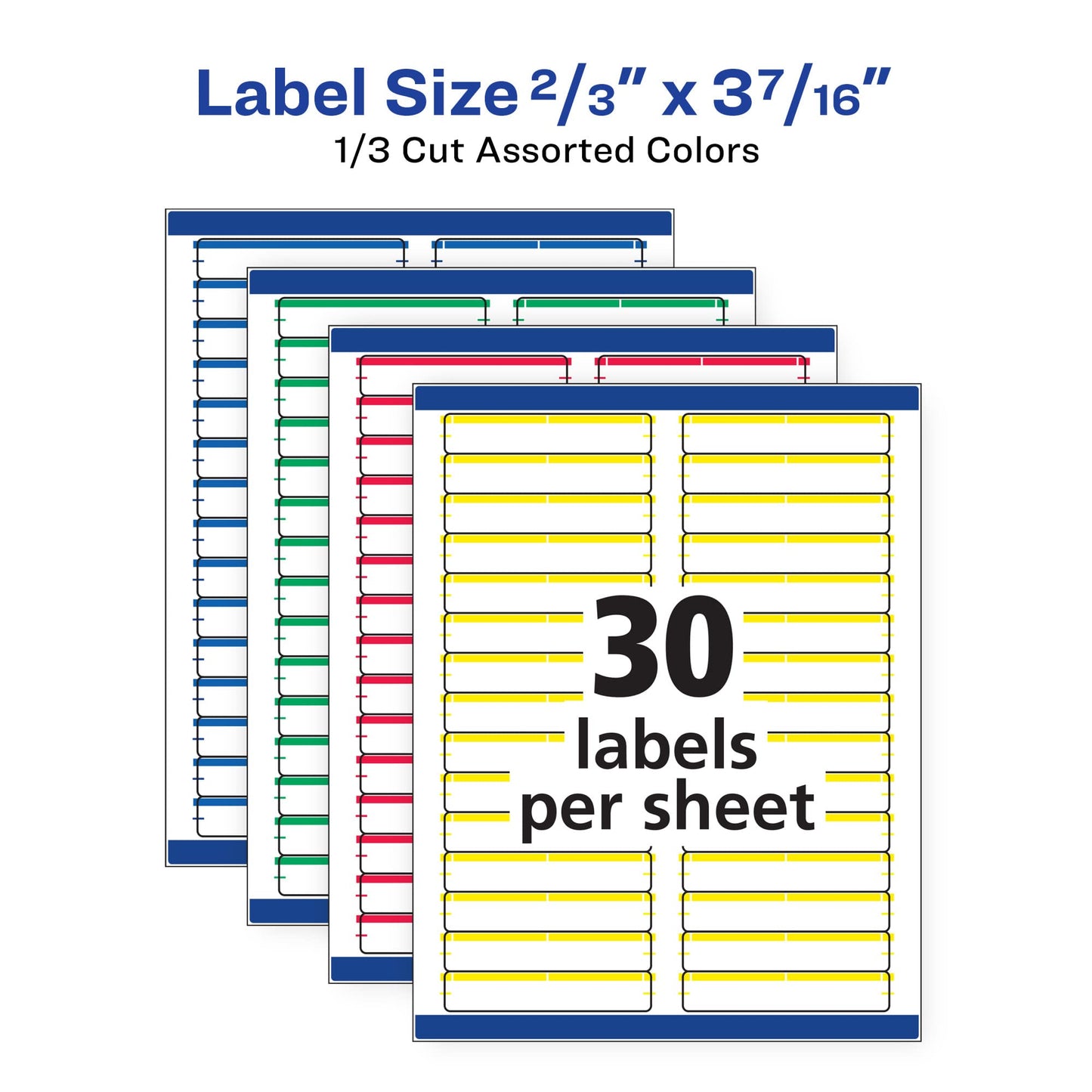 Avery TrueBlock File Folder Labels, 2/3" x 3-7/16", 750 Printable Labels, Assorted Colors, Permanent (5266)