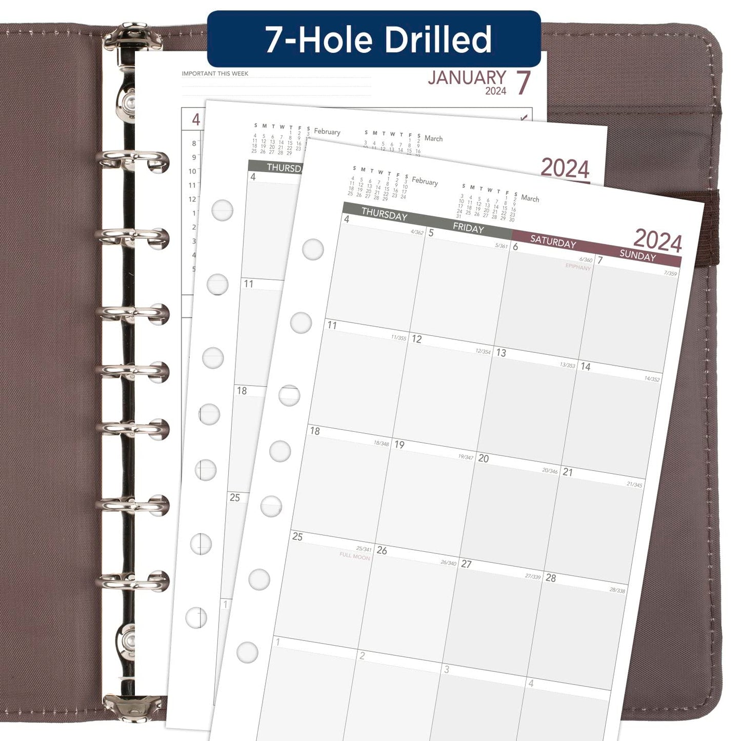 AT-A-GLANCE 2024 Planner Refill, Weekly, 5-1/2" x 8-1/2", Desk Size 4, Loose-Leaf (061-285Y-24)