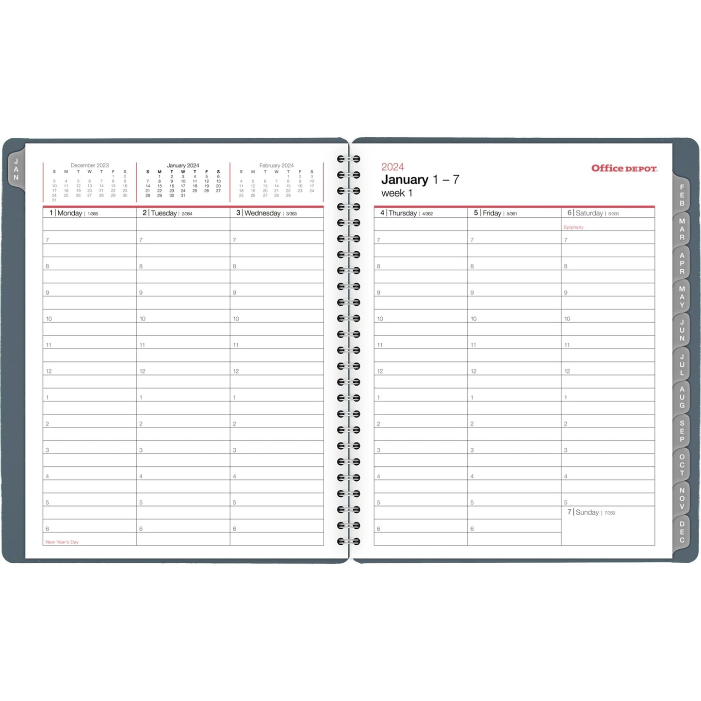 2024 Office Depot® Brand Weekly/Monthly Planner, 7" x 9", Silver, January to December 2024, OD712100