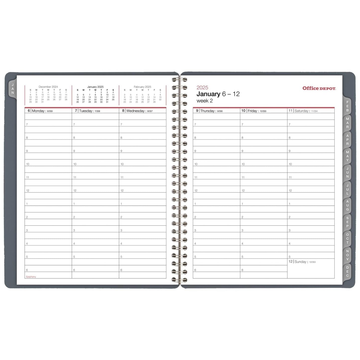 2025 Office Depot Weekly/Monthly Planner, 7" x 9", Silver, January To December, OD712100