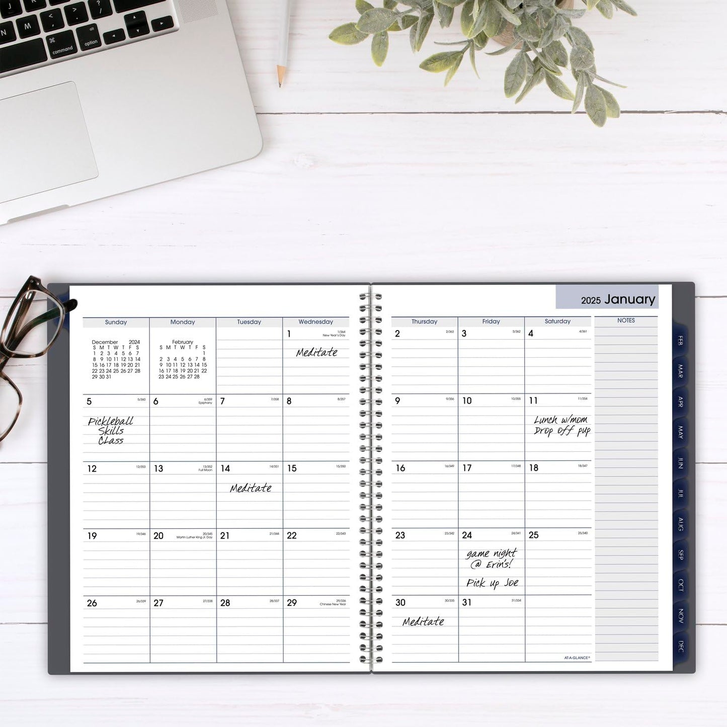 AT-A-GLANCE 2025 Planner, Monthly, 8-1/2" x 11", Large, DayMinder, Gray (GC4700725)