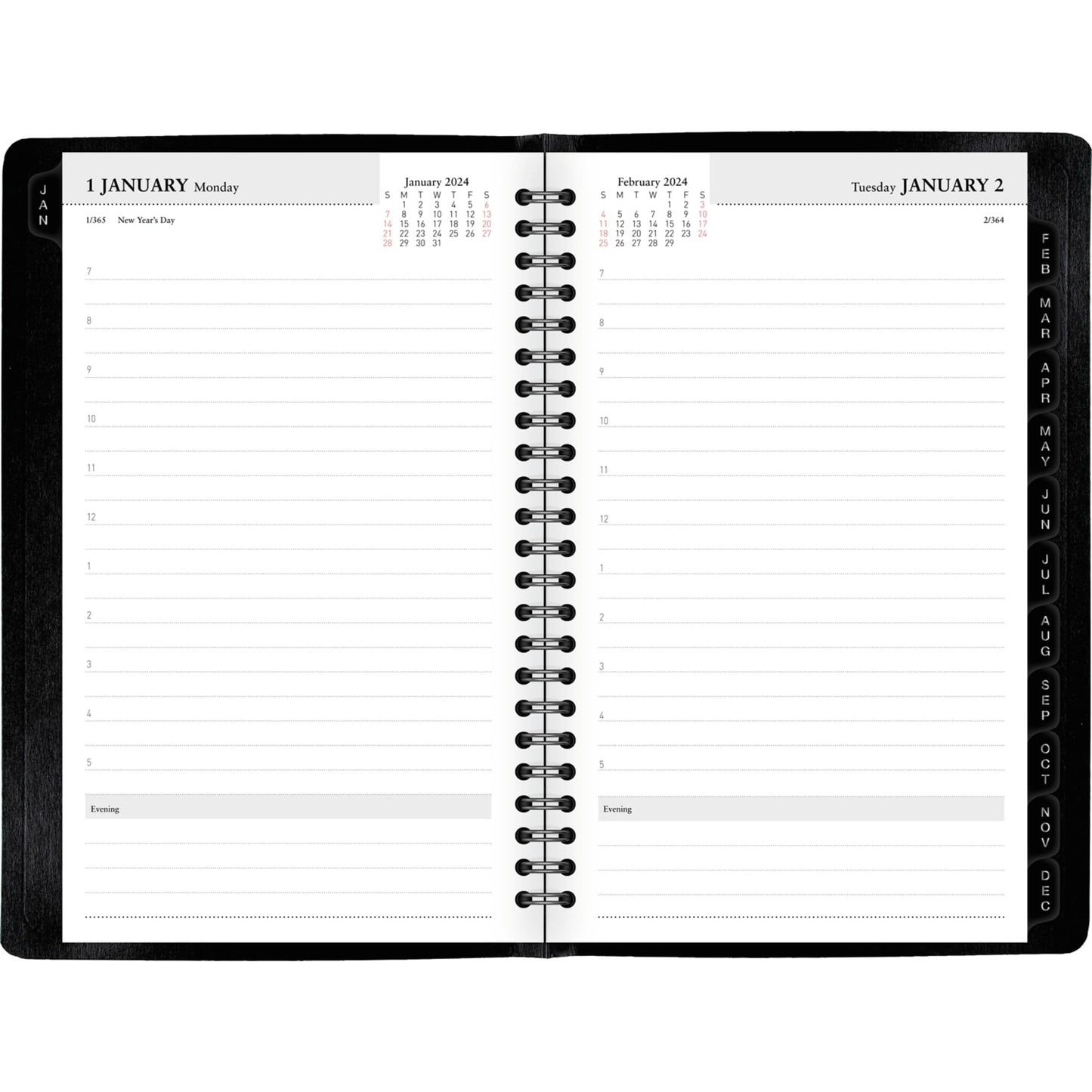 2024 Office Depot� Brand Daily Planner, 5" x 8", Black, January to December 2024, OD000100