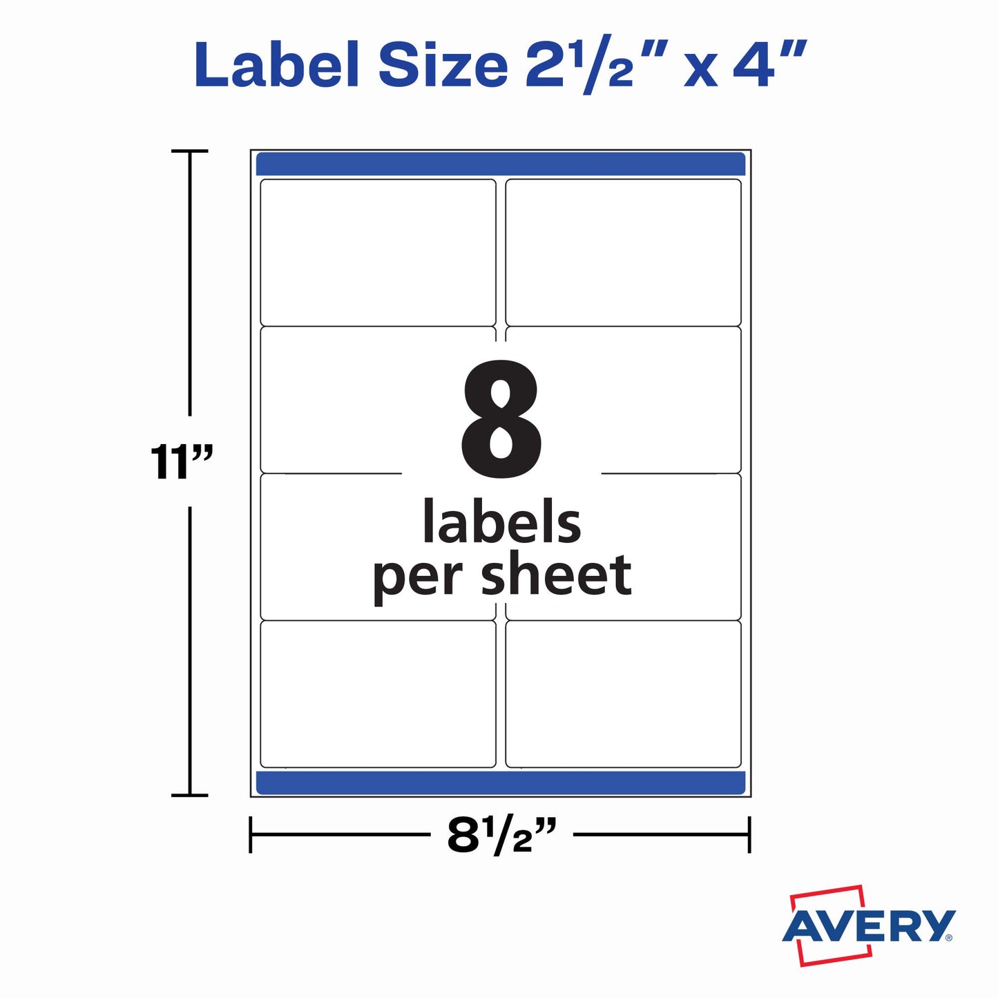 Avery Printable Blank Shipping Labels, 2.5" x 4", White, 200 Labels, Inkjet Printer, Permanent Adhesive (5815)