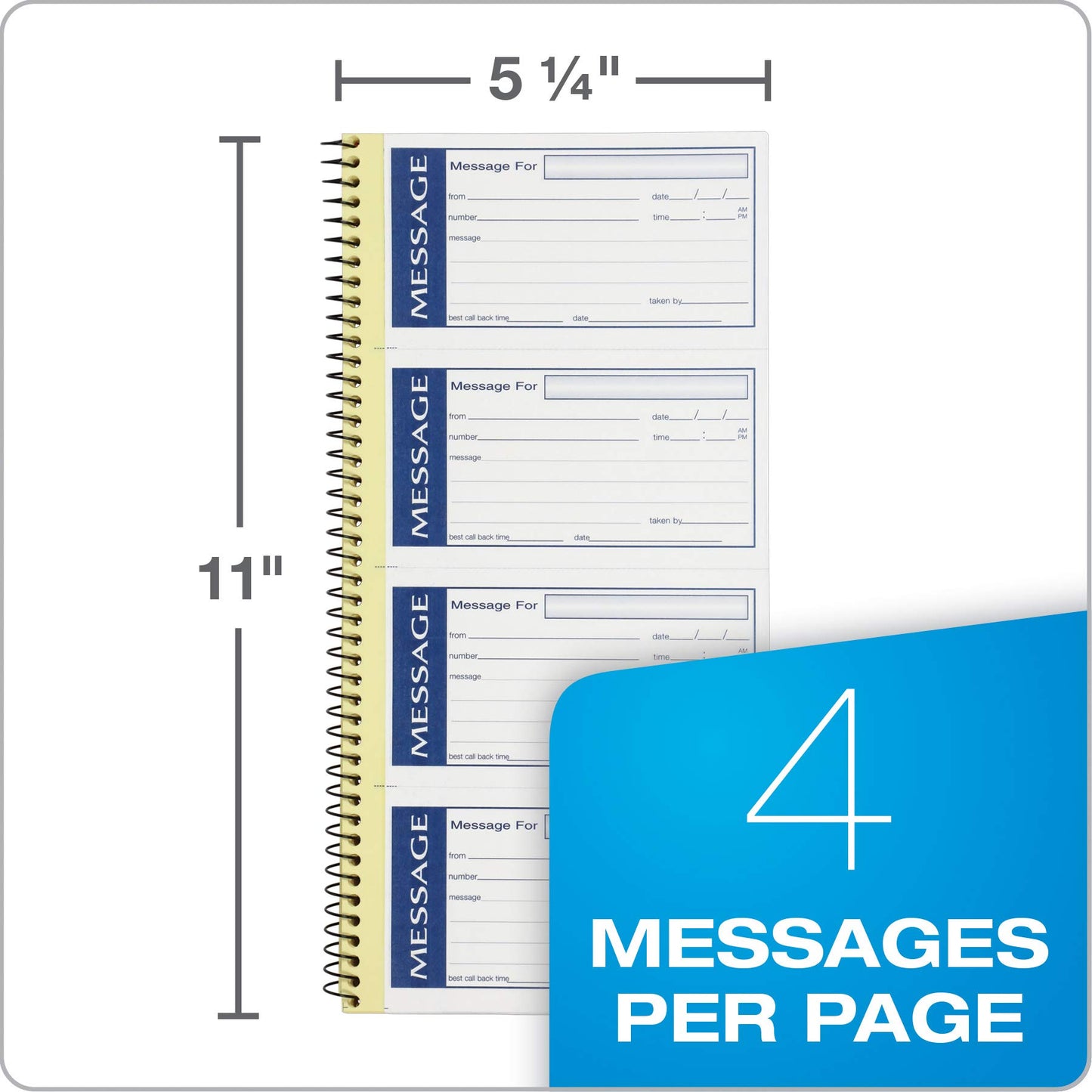 Adams Write 'N Stick Message Pad, 2-Part, Carbonless, Blue, 5-1/4" x 11", 200 Sets per Book (SC1153WS) (Pack of 2)