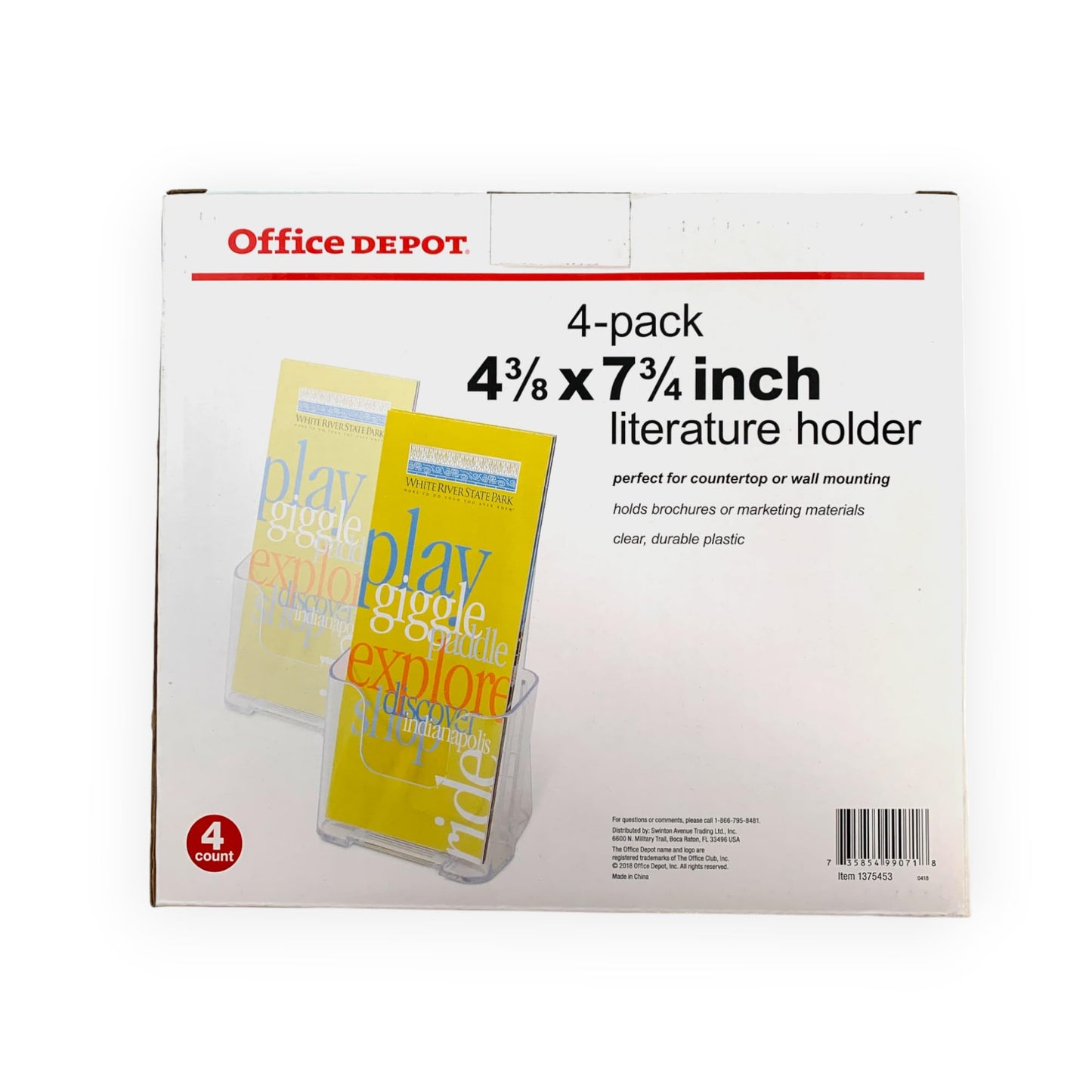 Office Depot Brand Literature and Leaflet Display Stand, Set of 4, Clear, Measures 4 2/3 by 7 3/4 Inches, Item 1375453