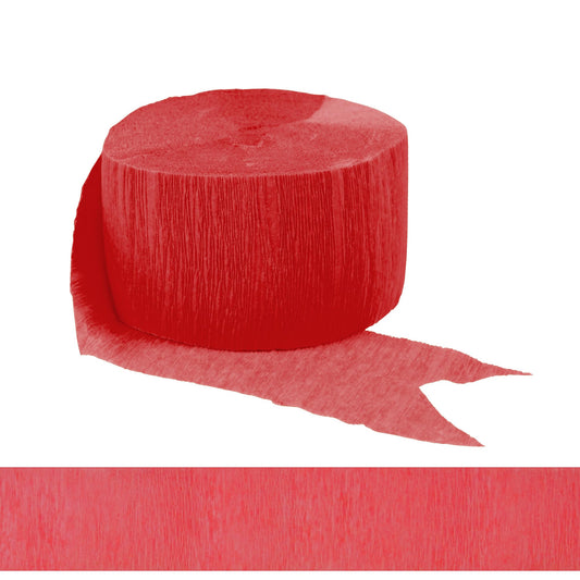 Amscan Go Brightly Crepe Paper Streamer, 5"H x 972", Red