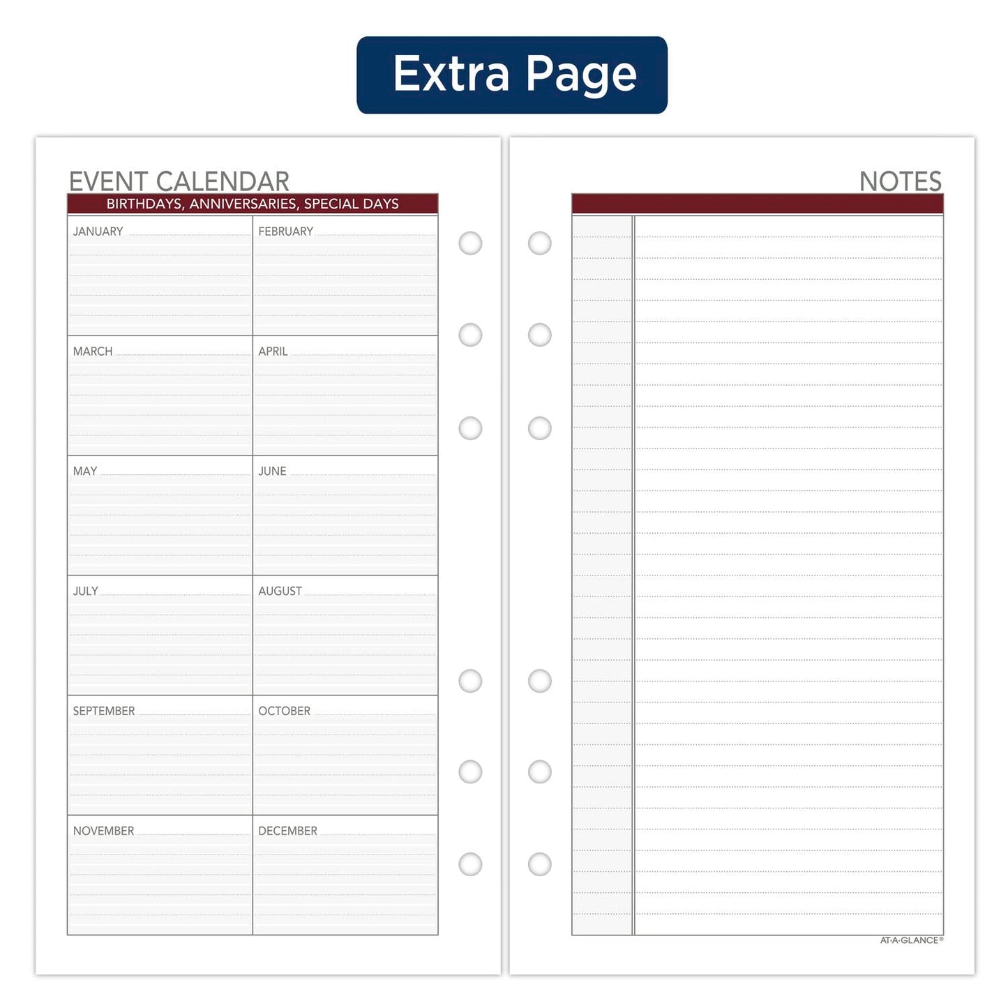 AT-A-GLANCE 2024 Planner Refill, Weekly, 3-3/4" x 6-3/4", Portable Size 3, Loose-Leaf (063-285Y)