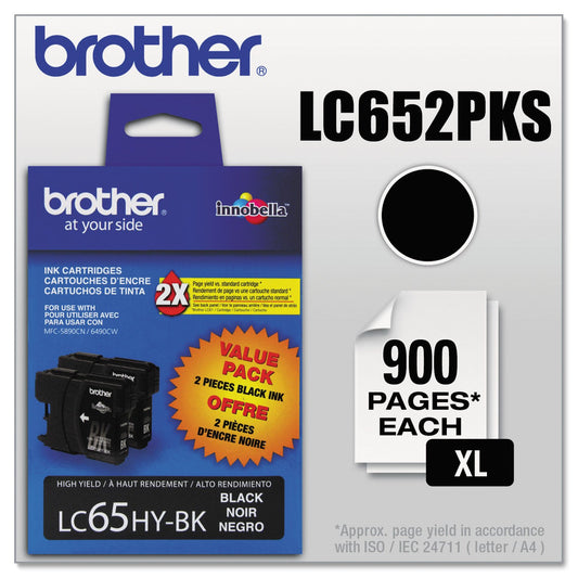 Brother LC652PKS "high Yield"Ink Cartridges - 2 Pack - Retail Packaging-Black EXP 07.2024