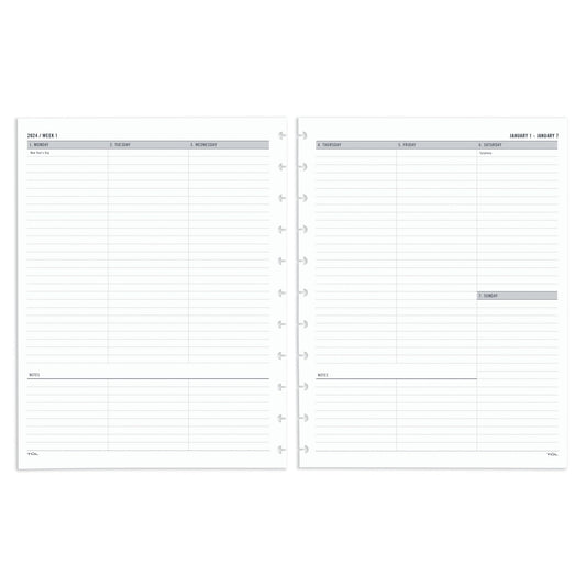 TUL� Discbound Weekly Planner Refill Pages, Untimed Vertical Format, Letter Size, January to December 2024