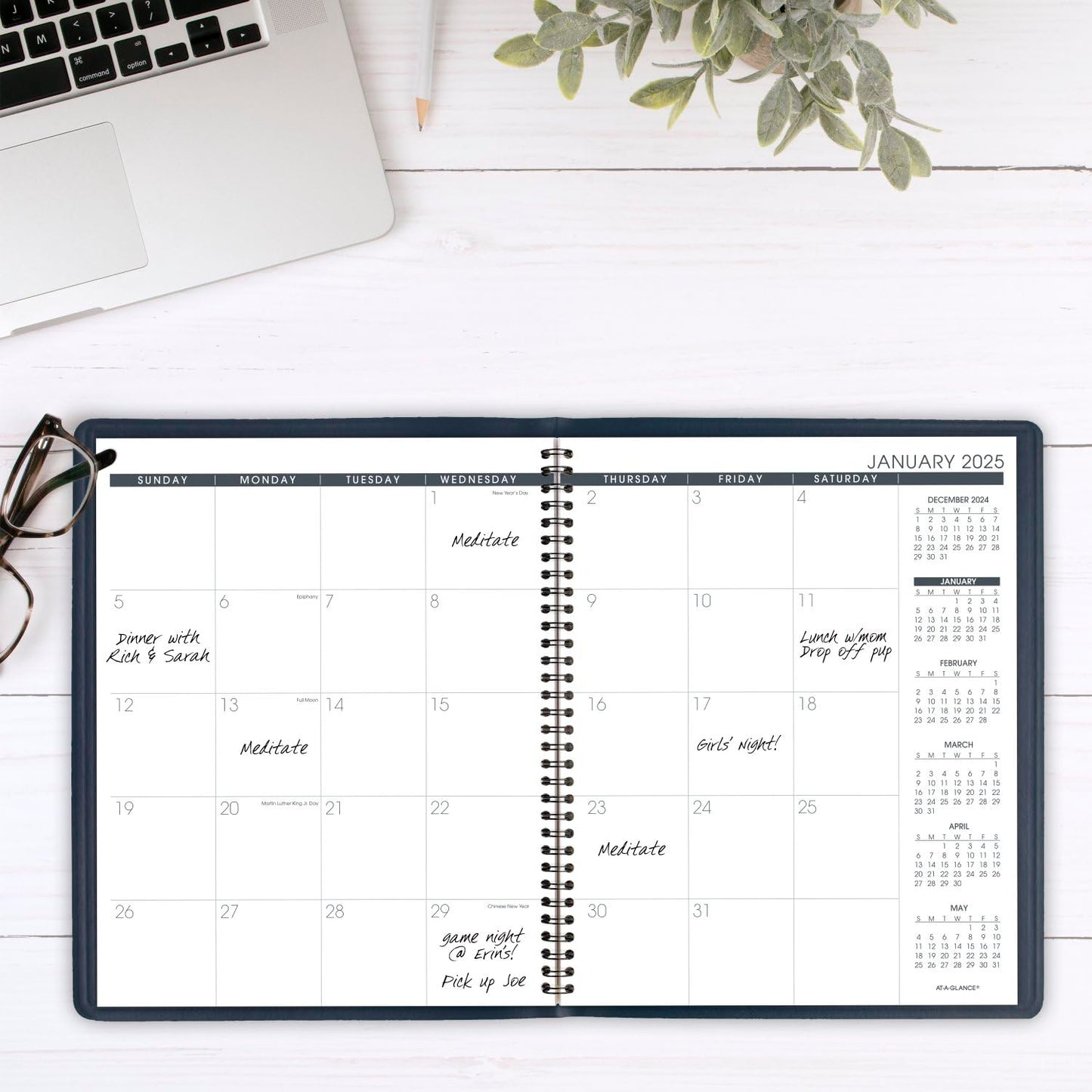 AT-A-GLANCE 2025 Planner, Monthly, 9" x 11", Large, Navy (702602025)