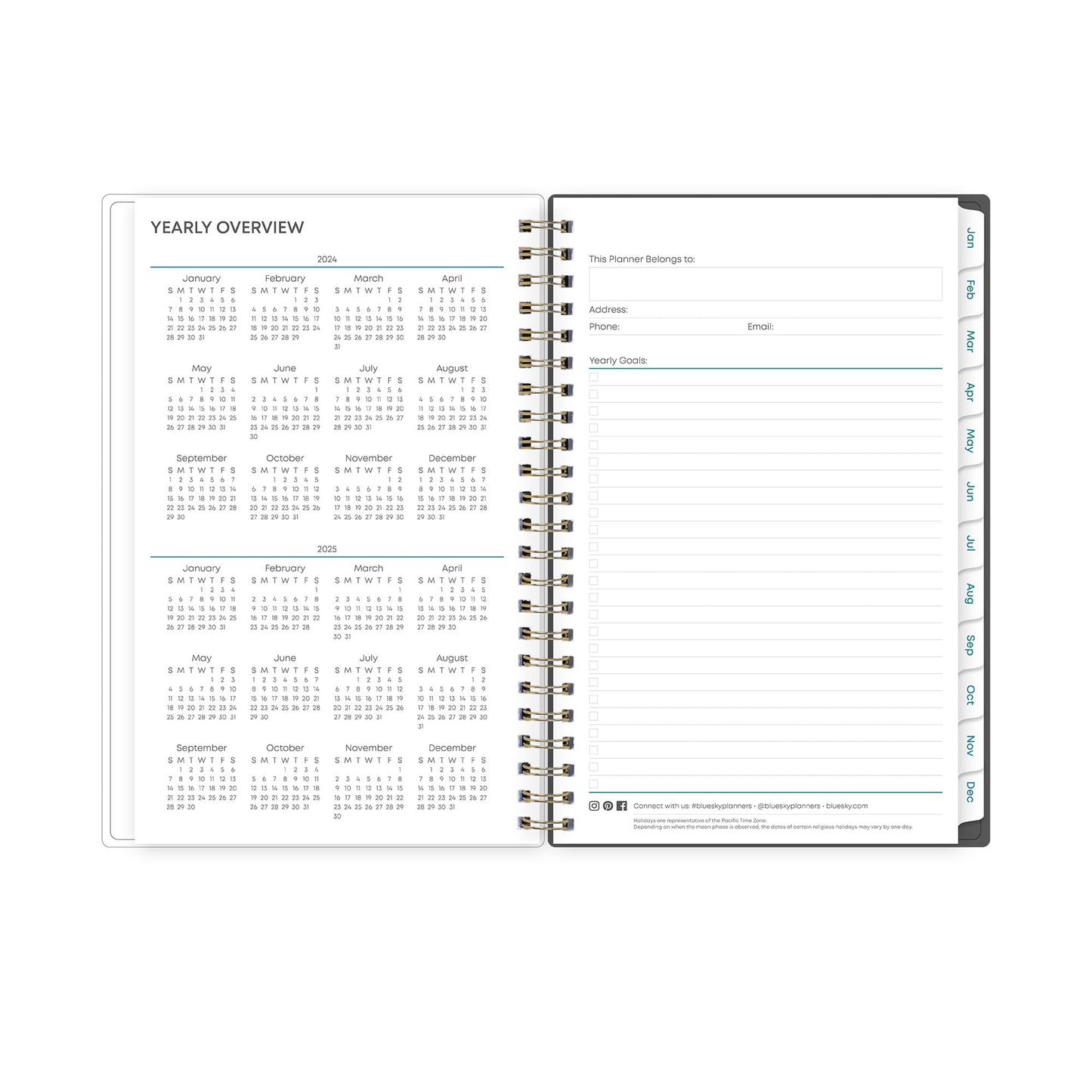 2024 Blue Sky™ Winnie Charcoal Weekly/Monthly Planning Calendar, 5" x 8", Gray, January to December