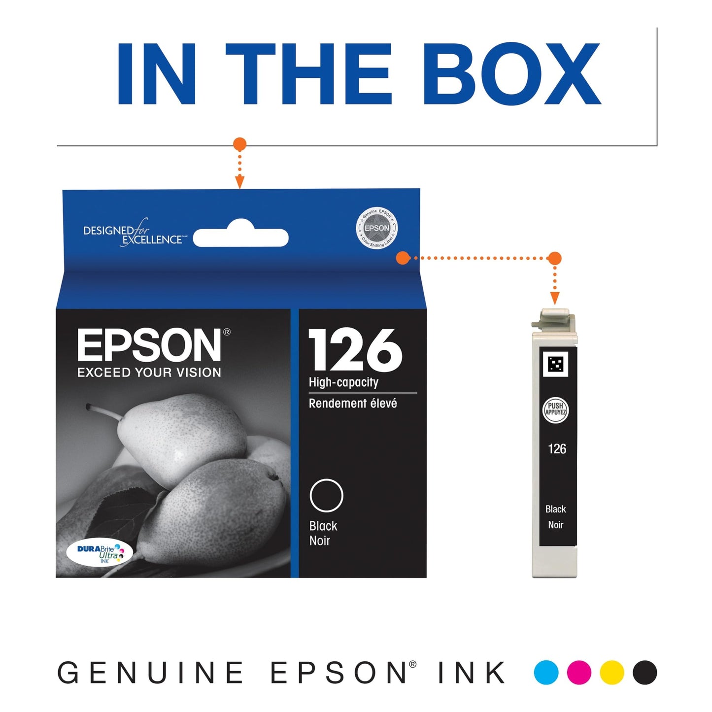 Epson 126 DURABrite Ultra Ink Black Cartridge for WF-3520, WF-3530, WF-3540, WF-520, WF-545, WF-630, WF-633, WF-635, WF-645, WF-7010, WF-7510, WF-7520, WF-840, WF-845 and Other Select Models