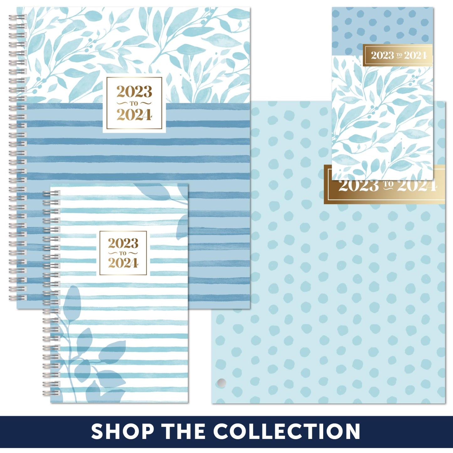 2023-2024 Office Depot� Brand Fashion Monthly Academic Planner, 8-1/4" x 10-3/4", Leaves Blue, July 2023 to June 2024, NS81022L