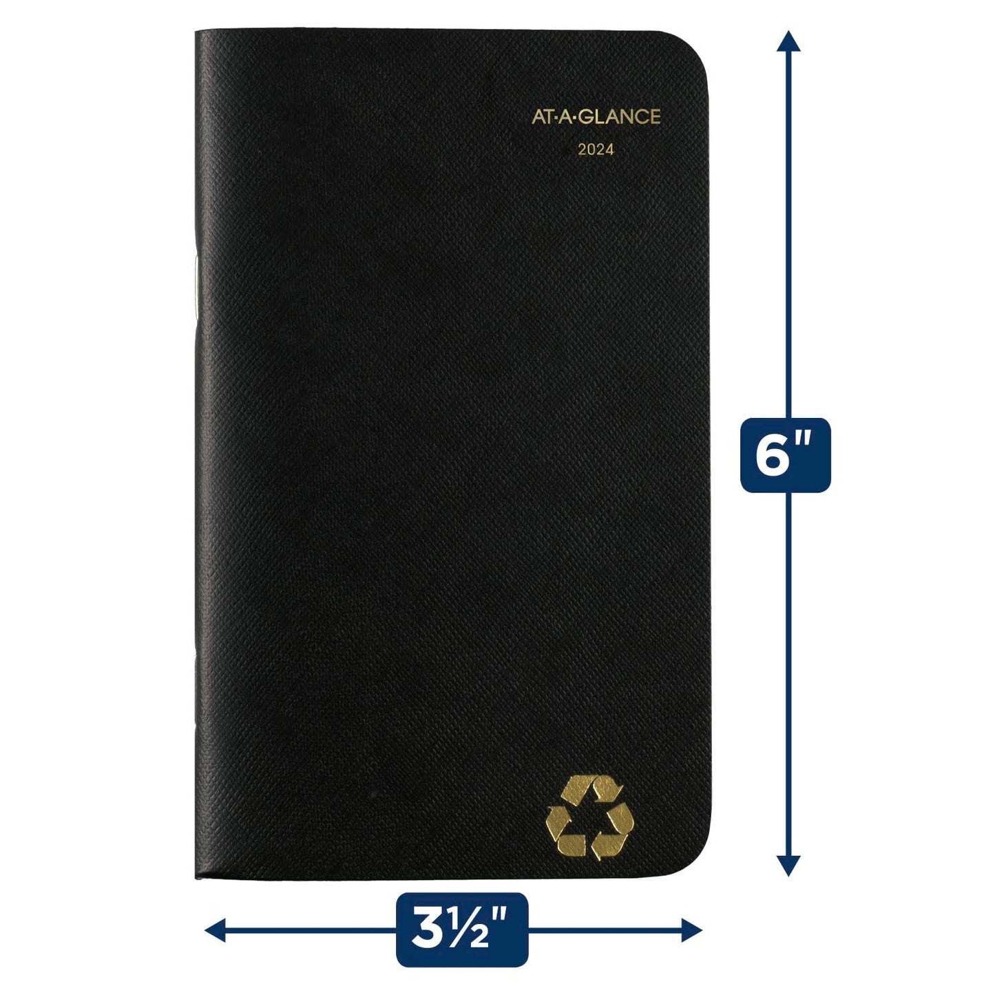 AT-A-GLANCE 2024-2025 Pocket Calendar, 2 Year Planner, 3-1/2" x 6", Pocket Size, Recycled, Black (70024G0524)