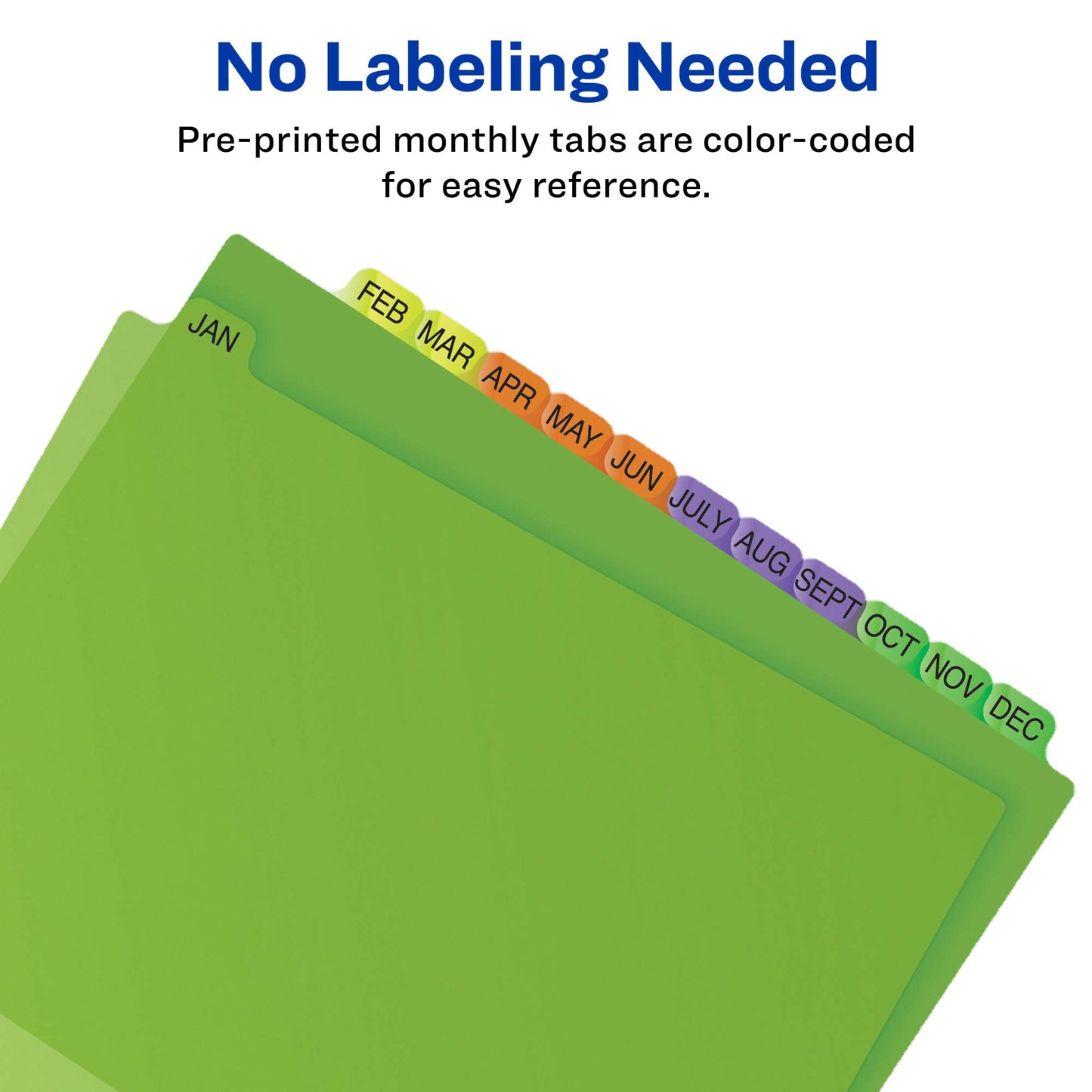 Avery Plastic Jan-Dec Tab Binder Dividers, Pre-Printed Multicolor Tabs, 12-Tab, 24 Packs (11331)