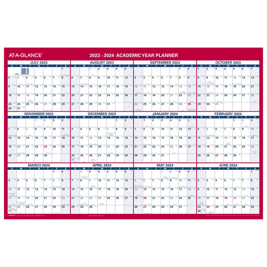 AT-A-GLANCE 2023-2024 Erasable Calendar, Dry Erase Wall Planner, 36" x 24", Large, Academic & Regular Year, Double Sided, Horizontal (PM200S2824)