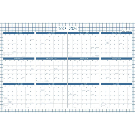 AT-A-GLANCE 2023-2024 Erasable Wall Calendar, 24" x 36", Large, Academic & Regular Year, Dry Erase, Reversible, Vertical/Horizontal, Window Design, Badge (1664W-550SB)