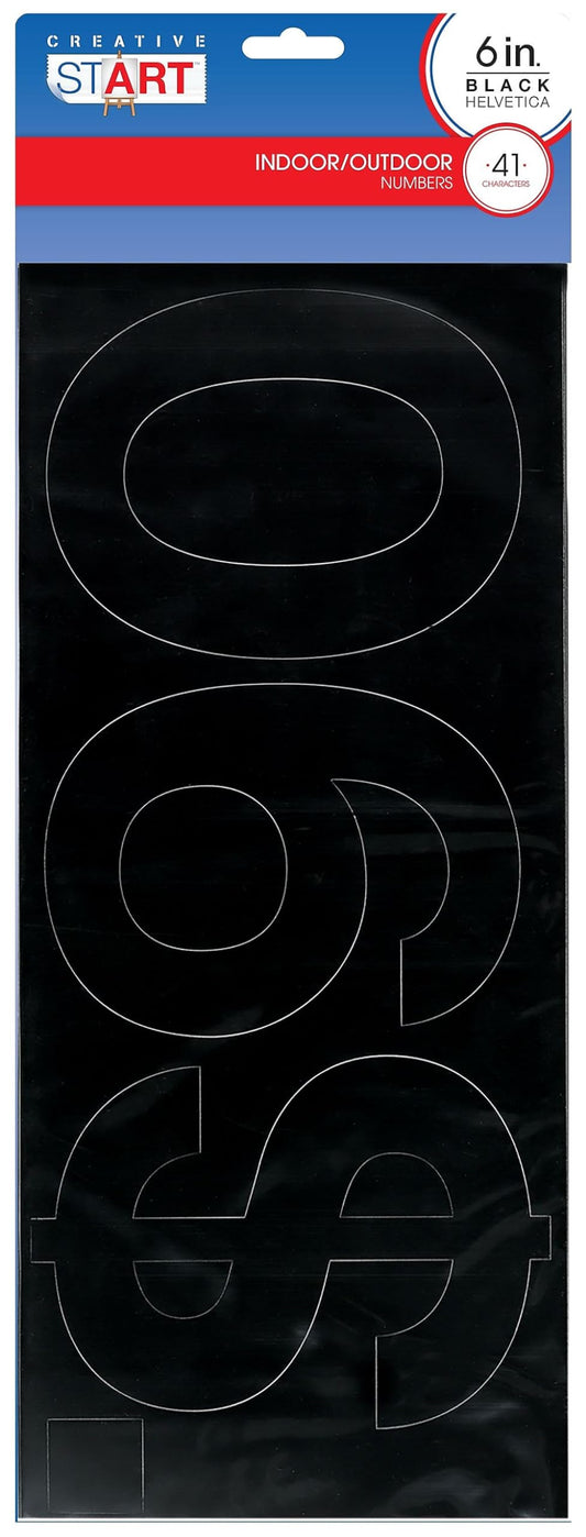 Creative Start Self-Adhesive 6-inch H Numbers, Black, 96 Count, 2 Pack (098144PK2)