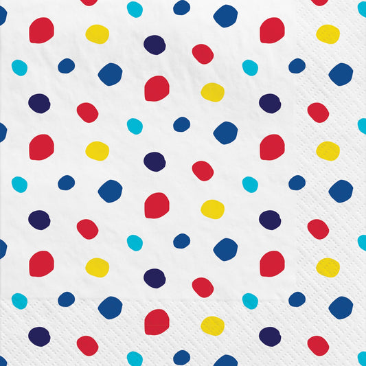 Amscan 2-Ply Paper Lunch Napkins, 6-1/2" x 6-1/2", Dots, Pack Of 16 Napkins