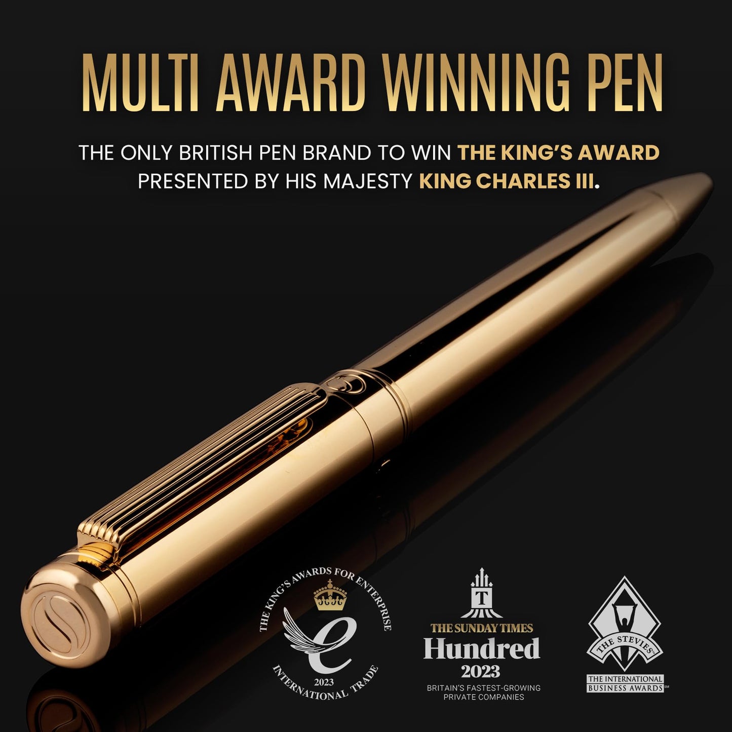 Scriveiner Gold Ballpoint Pen - Stunning Luxury Pen with 24K Gold Finish, Schmidt Black Refill, Best Ball Pen Gift Set for Men & Women, Professional Executive Office, Nice Fancy Designer Pens