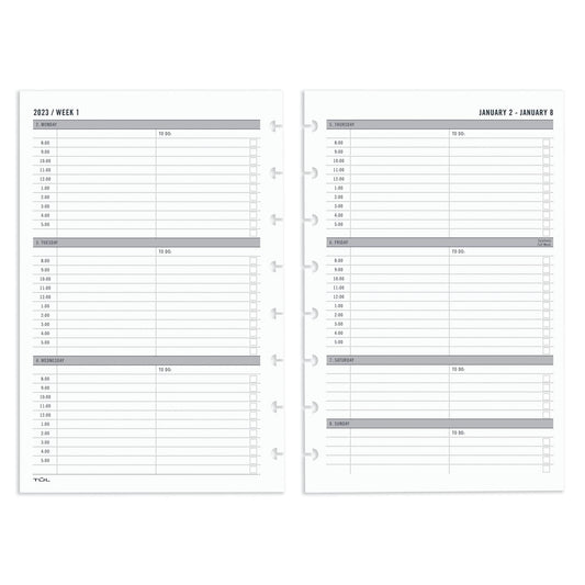 TUL® Discbound Weekly Refill Pages, Timed, Junior Size, January to December 2023