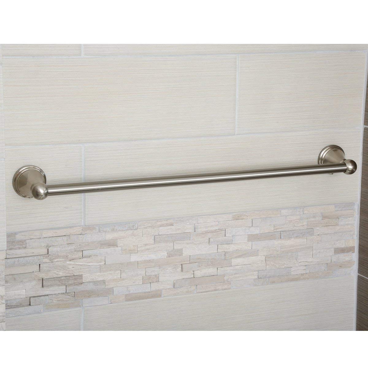 Straight Modern Towel Bathroom Bar, 24 Inch, Satin Nickel