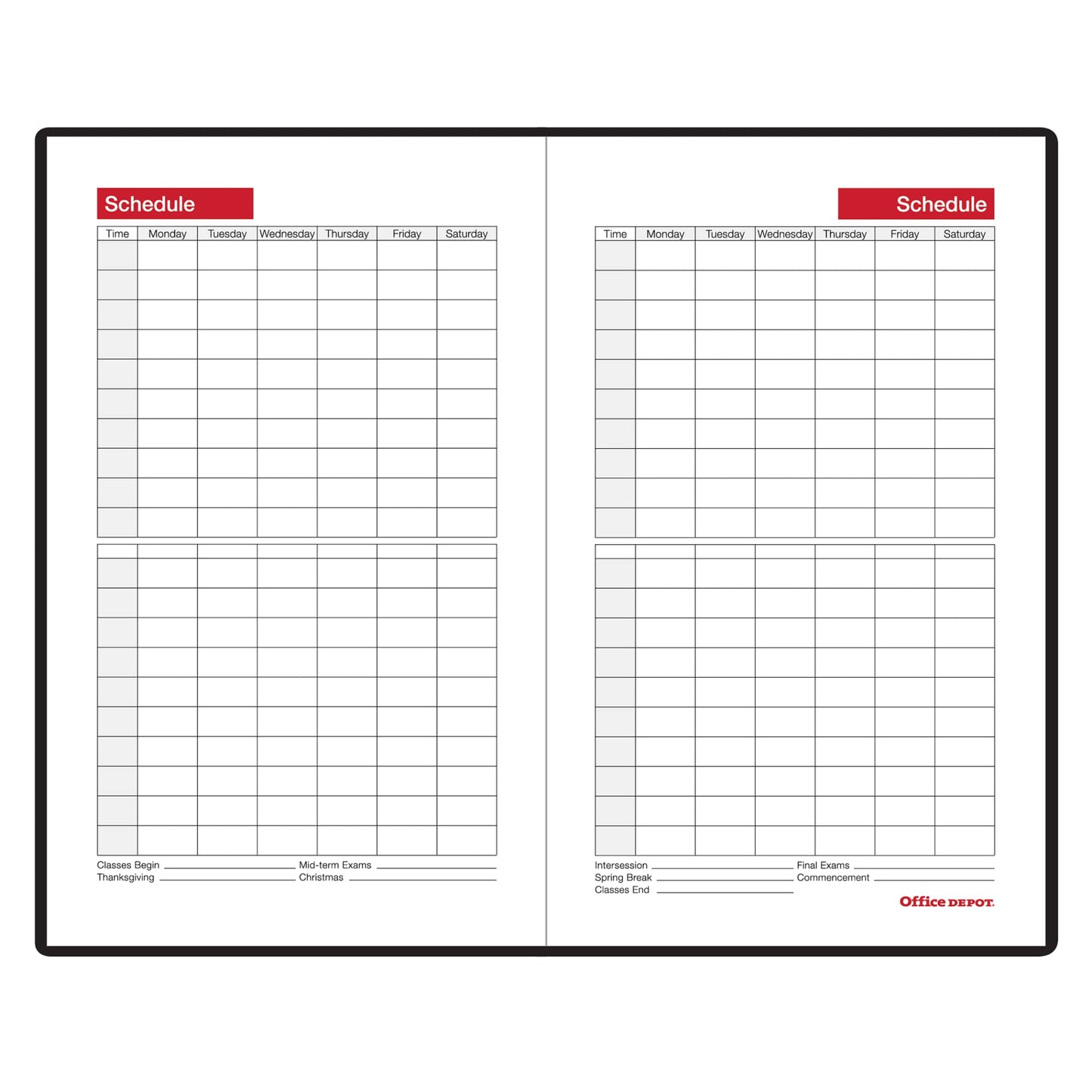 Office Depot� Brand Weekly Academic Planner, 4" x 6-3/8", 30% Recycled, Black, July 2022 to June 2023