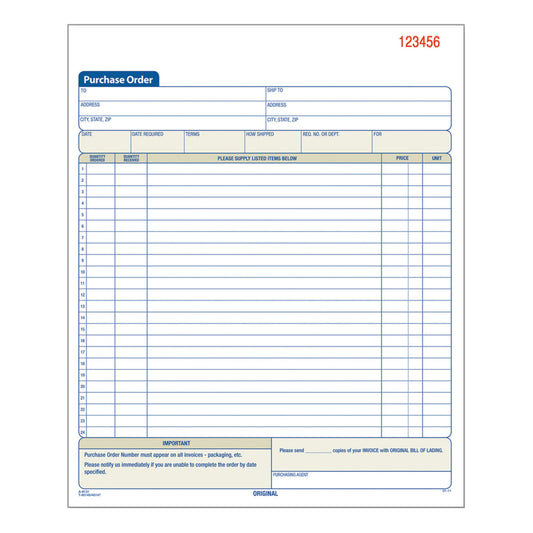 Adams, ABFDC8131, 2-Part Carbonless Purchase Order Book, 1 Each, White