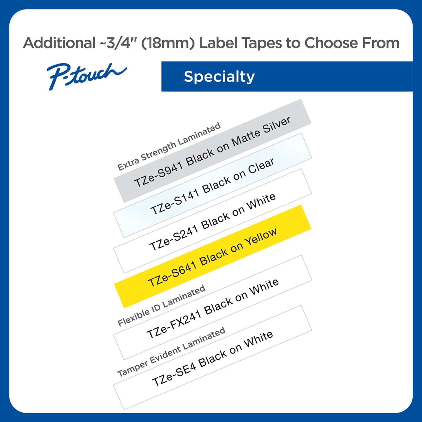 Brother Genuine P-Touch TZE-241 Tape, 3/4" (0.70") Standard Laminated P-Touch Tape, Black on White, Perfect for Indoor or Outdoor Use, Water Resistant, 26.2 Feet (8M), Single-Pack