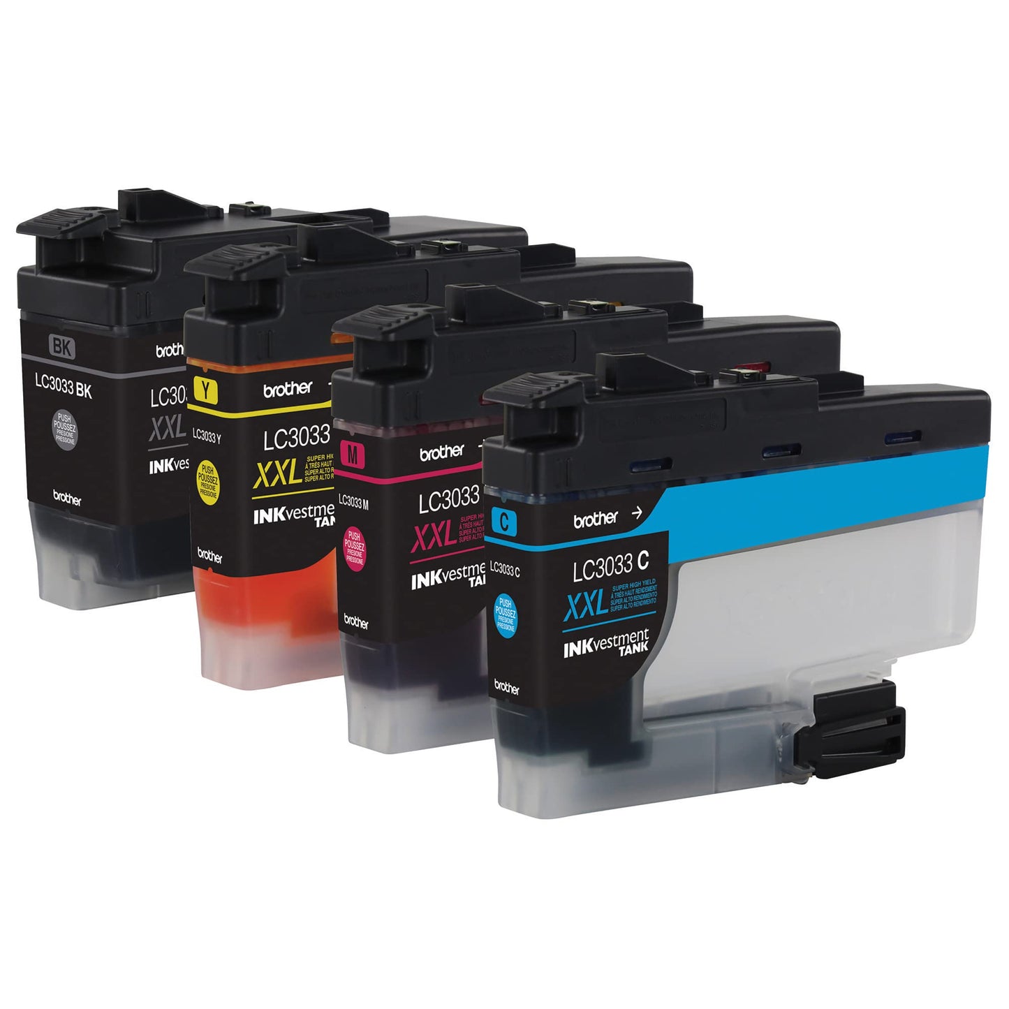 Brother Genuine LC30334PKS 4-Pack, Super High-Yield INKvestment Tank Ink Cartridges; Includes 1 Cartridge Each of Black, Cyan, Magenta & Yellow, Page Yield Up to 1,500 Pages/Cartridge, LC3033