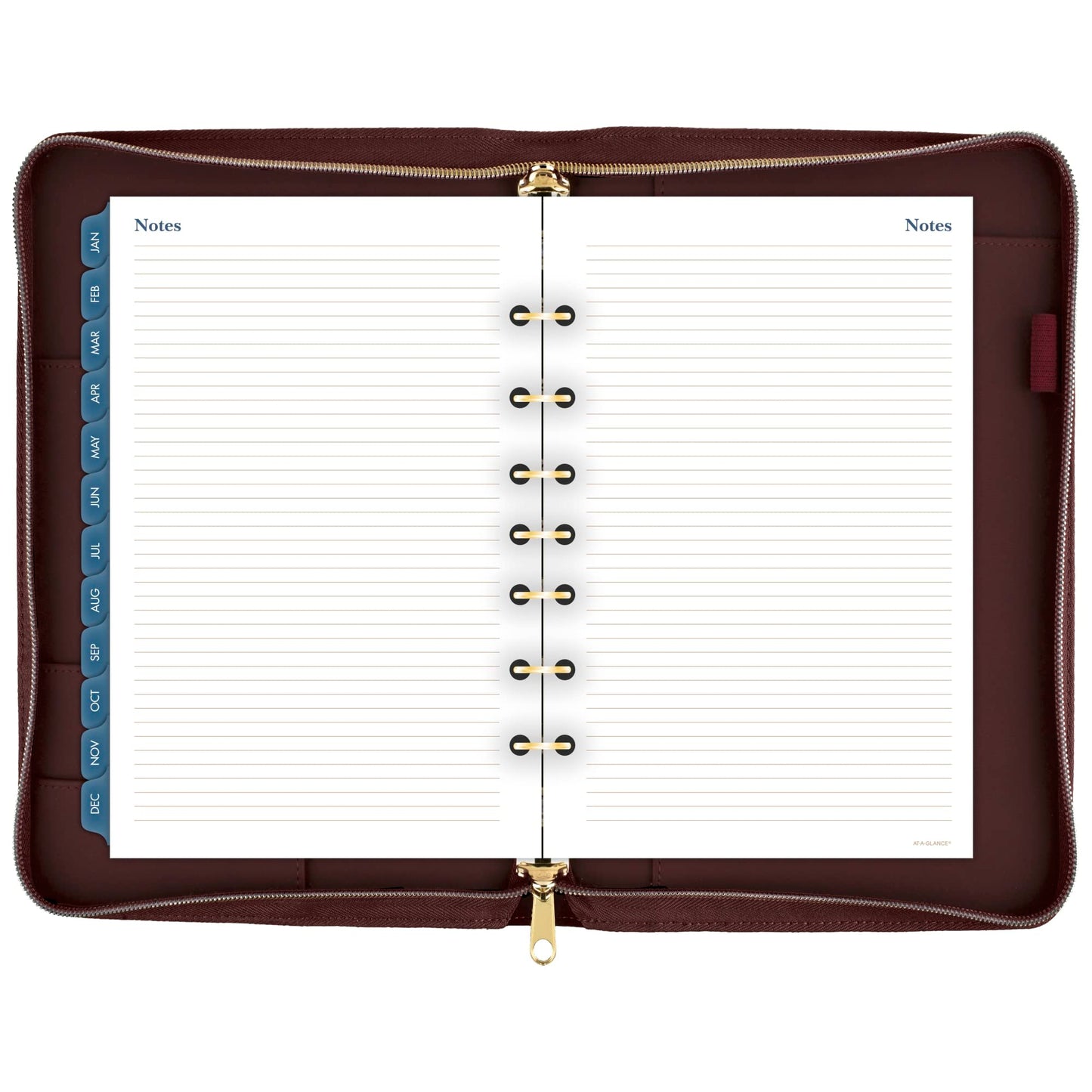 AT-A-GLANCE Faux Leather Undated Starter Set, 7-Ring, 5-1/2" x 8-1/2", Desk Size, Fashion, Merlot (DR1114-040)