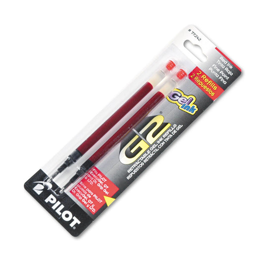 Pilot, G2 Gel Ink Refills, Fine Point 0.7 mm, Red, Pack of 2