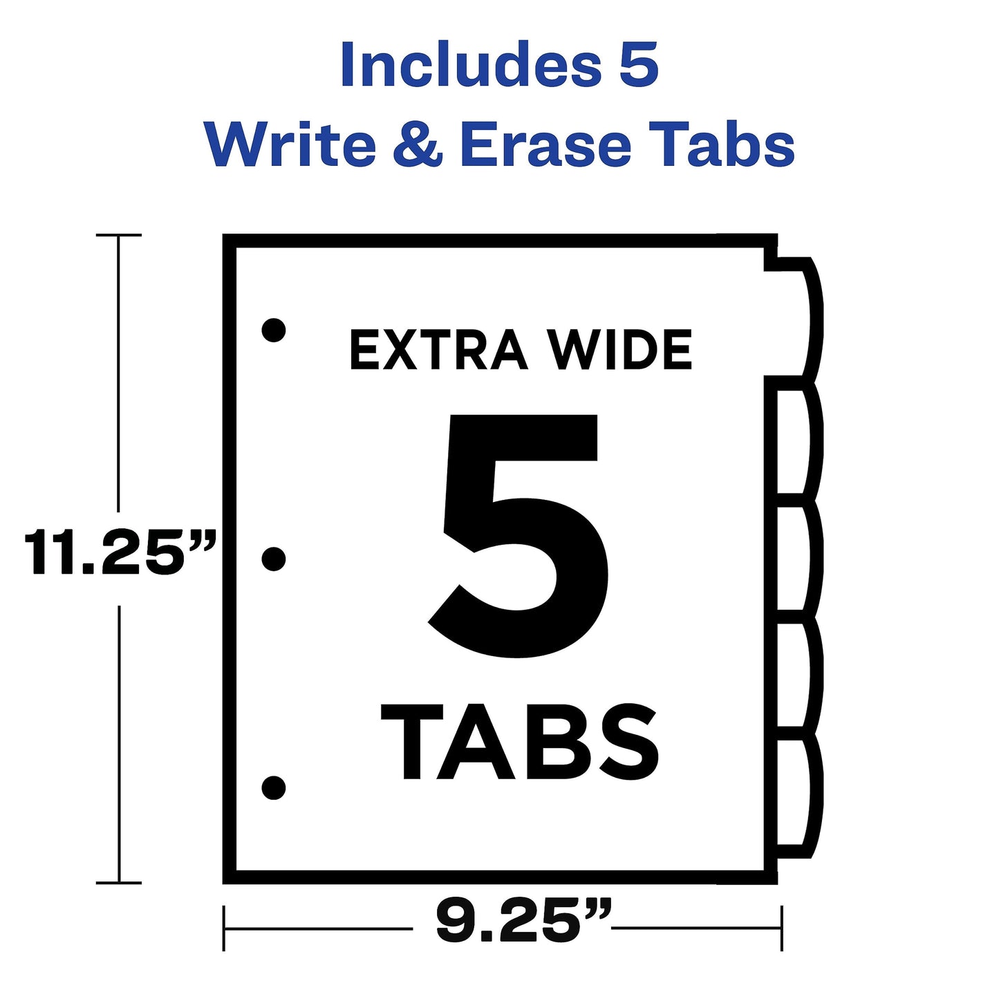 Avery Durable Plastic 5 Tab Write & Erase Dividers for 3 Ring Binders, Slash Pocket, Translucent White, Works with Sheet Protectors, 1 Set (16825)