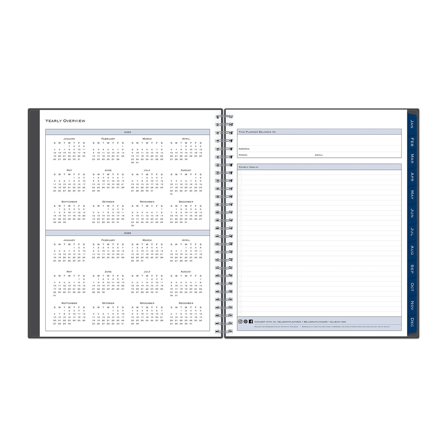 2025 Blue Sky Monthly Planning Calendar, 8" x 10", Passages Charcoal Gray, January to December