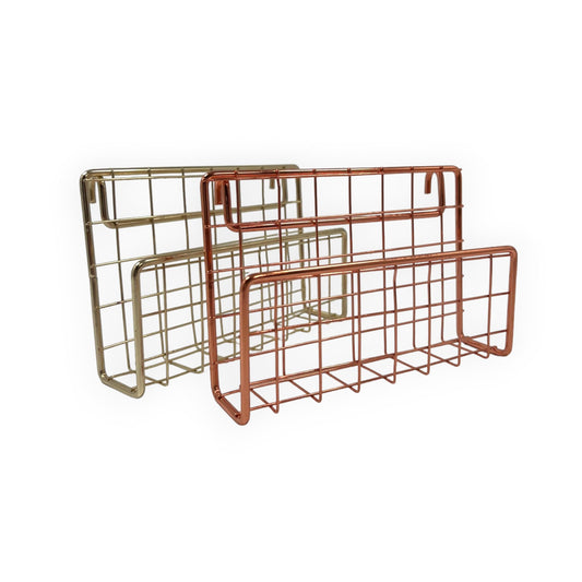 Realspace Multifunctional Wire Hanging Letter Sorter & Organizer, 6" x 4" x 2" (Rose Gold)