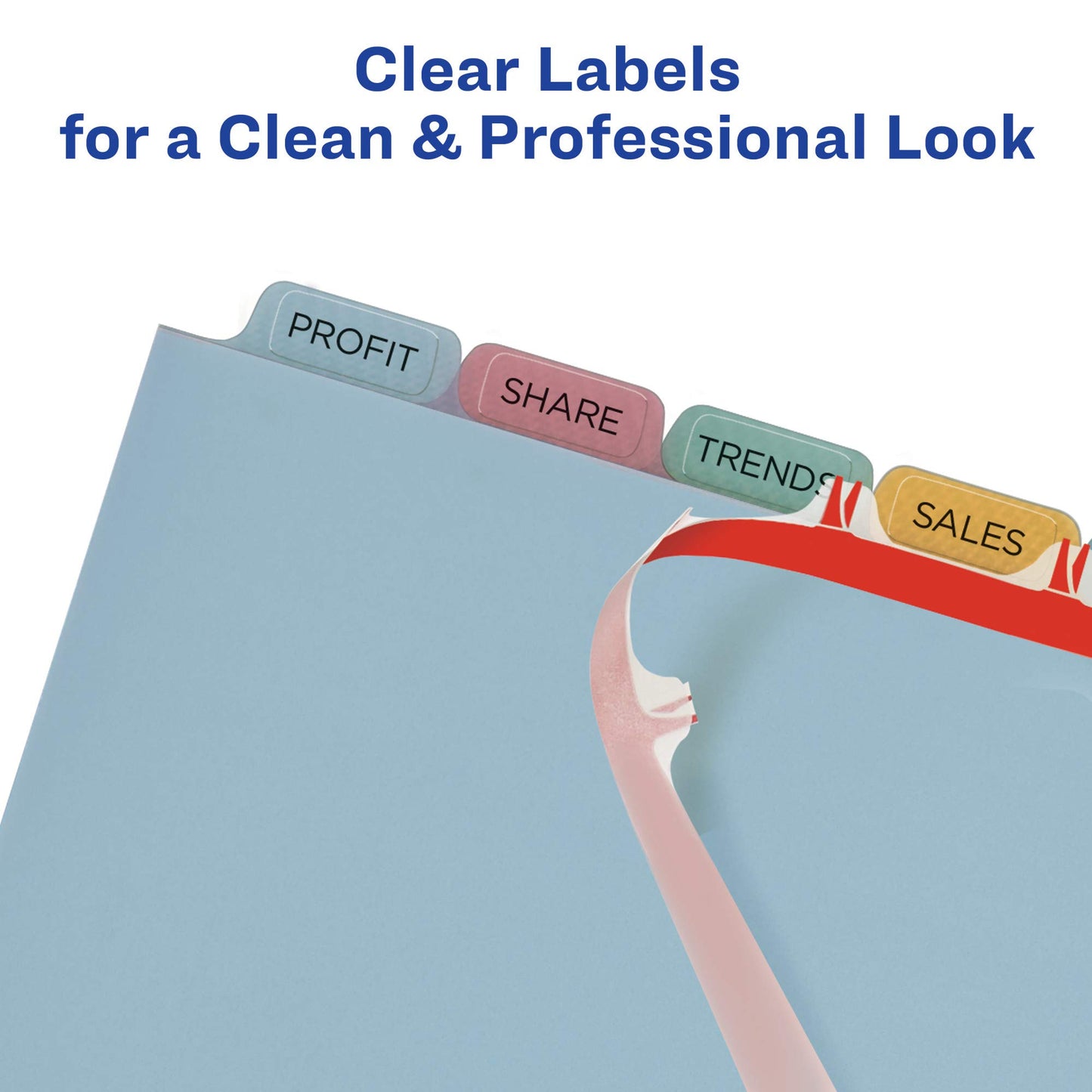 Avery 8 Tab Plastic Dividers for 3 Ring Binder, Easy Print & Apply Clear Label Strip, Index Maker Customizable Multicolor Tabs, 5 Sets (11433)