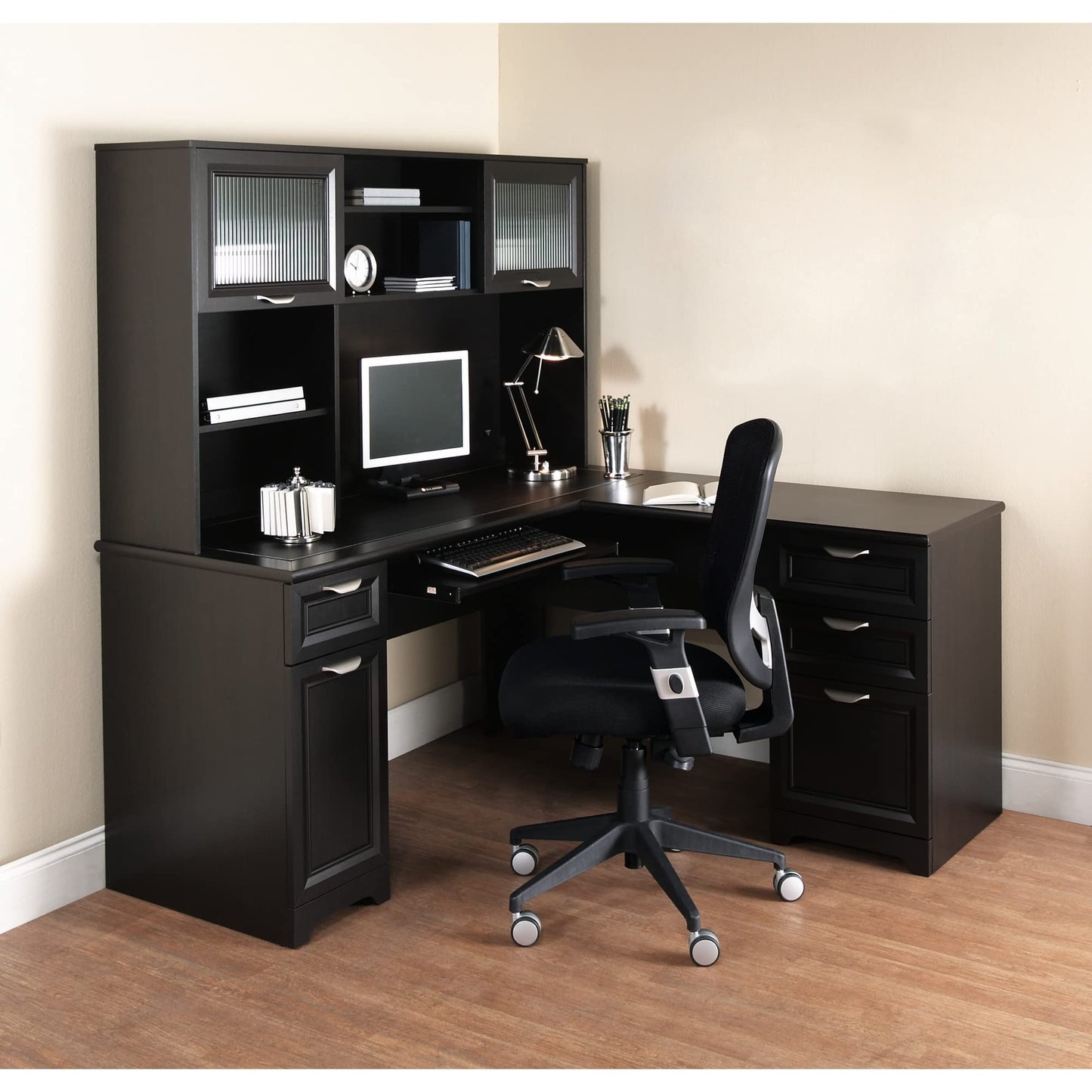 Realspace� Magellan 59"W L-Shape Corner Desk, Espresso