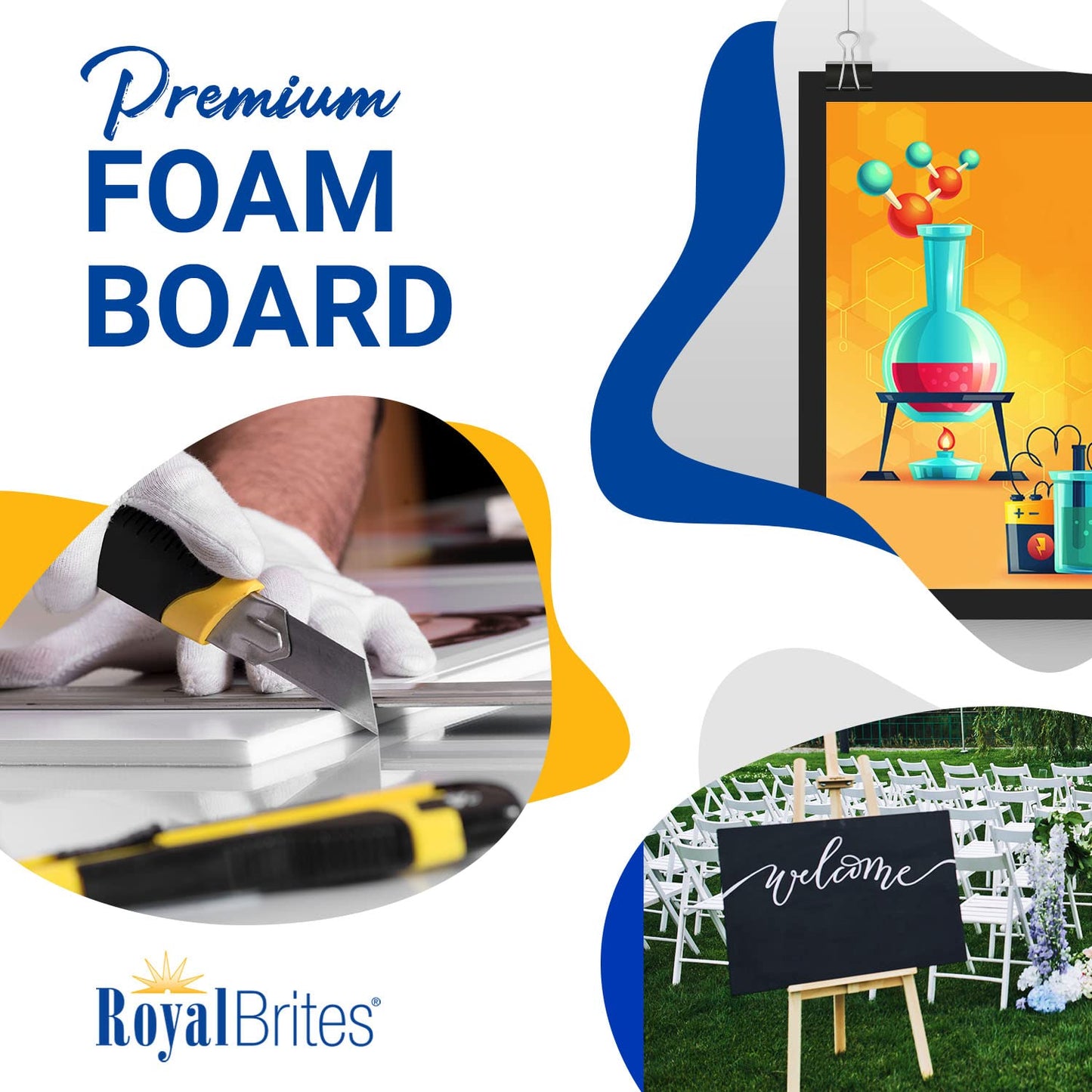 Royal Brites Black Foam Board, Small Size Presentation Board, 11 x 14 Inches (12 Pack),26816