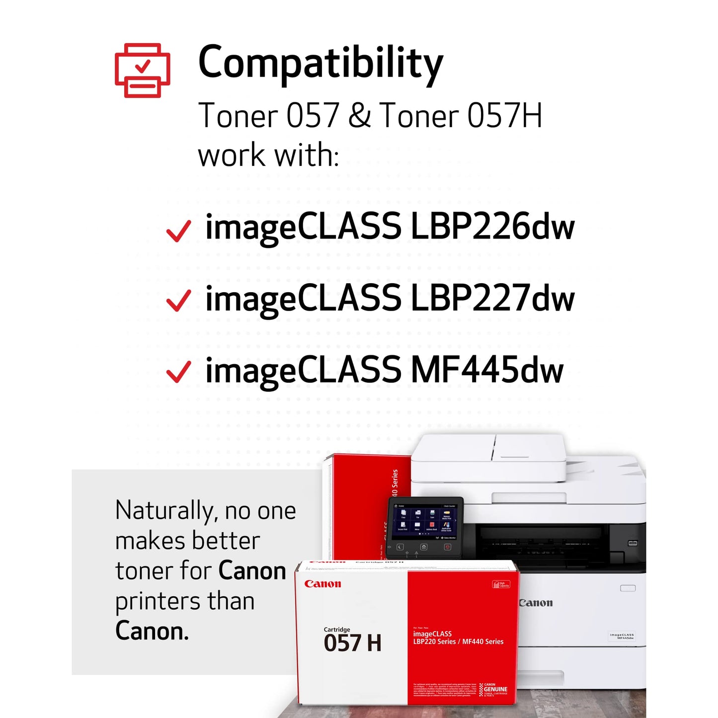 Canon Genuine Toner Cartridge 057 Black (3009C001), 1-Pack imageCLASS MF449dw, MF448dw, MF445dw, LBP228dw, LBP227dw, LBP226dw Laser Printers, Standard