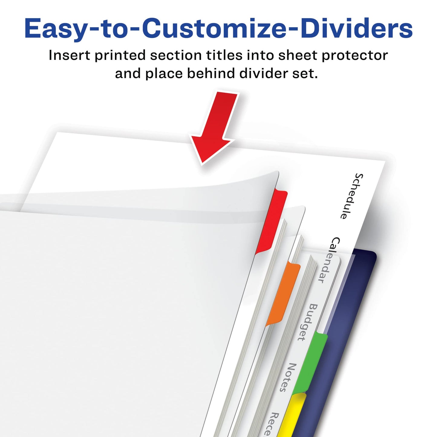 Avery Clear Easy View Durable Plastic Dividers for 3 Ring Binders, 8-Tab Set, Bright Multicolor, 1 Set (16741)