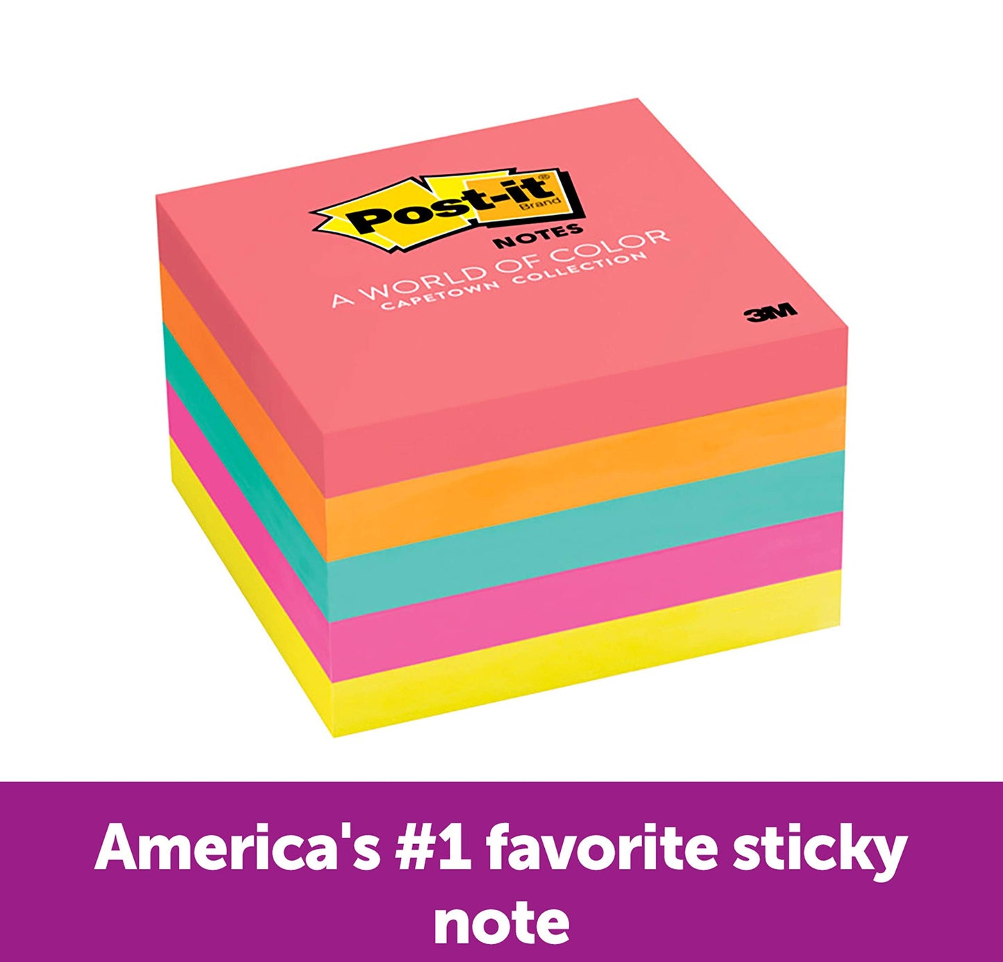 Post-it Notes, 3x5 in, 5 Pads, America's #1 Favorite Sticky Notes, Poptimistic, Bright Colors, Clean Removal, Recyclable (655-5UC)