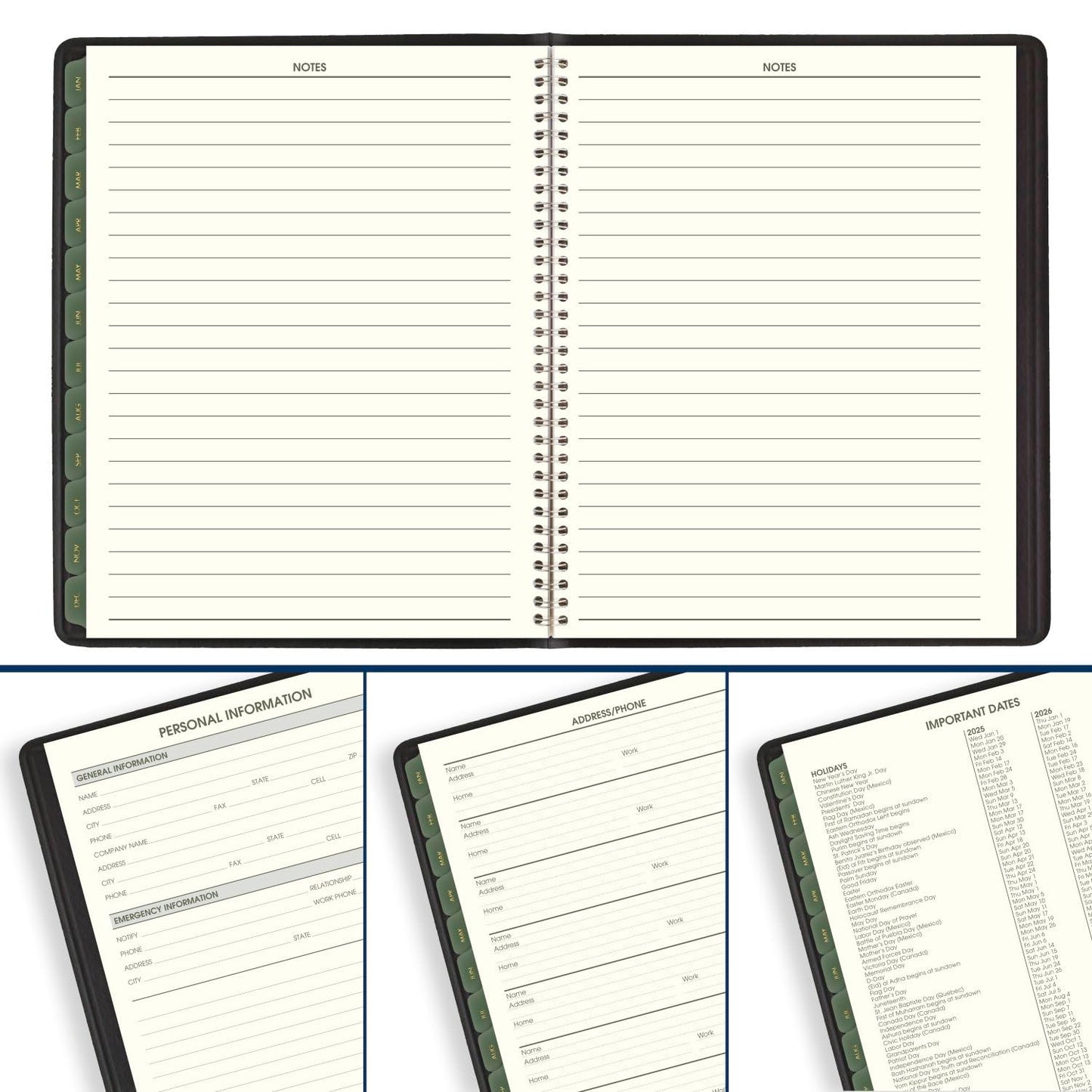 AT-A-GLANCE 2025 Appointment Book Planner, Weekly & Monthly, 7" x 8-3/4", Medium, Quarter-Hourly, Recycled, Black (70951G0525)