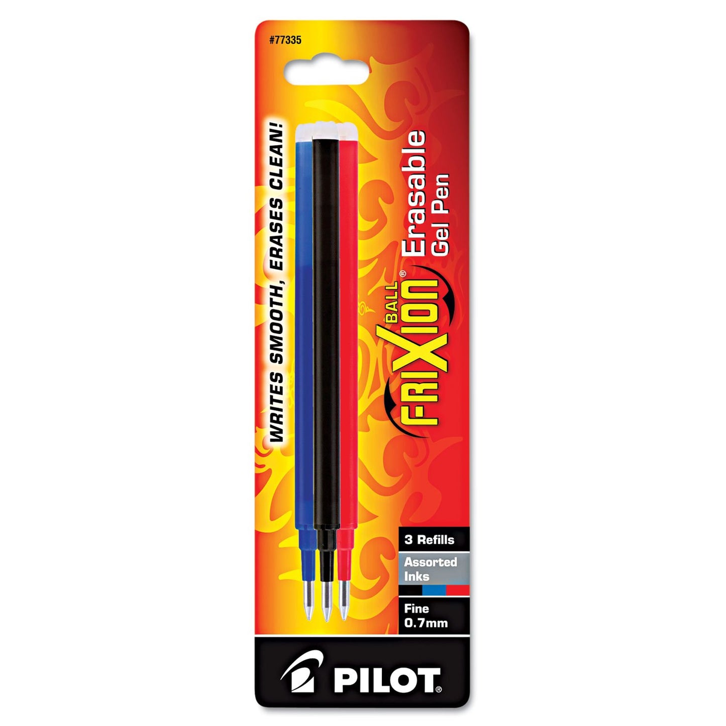 Pilot 77335 Refill for FriXion Erasable Gel Ink Pen, Assorted, 3/Pk