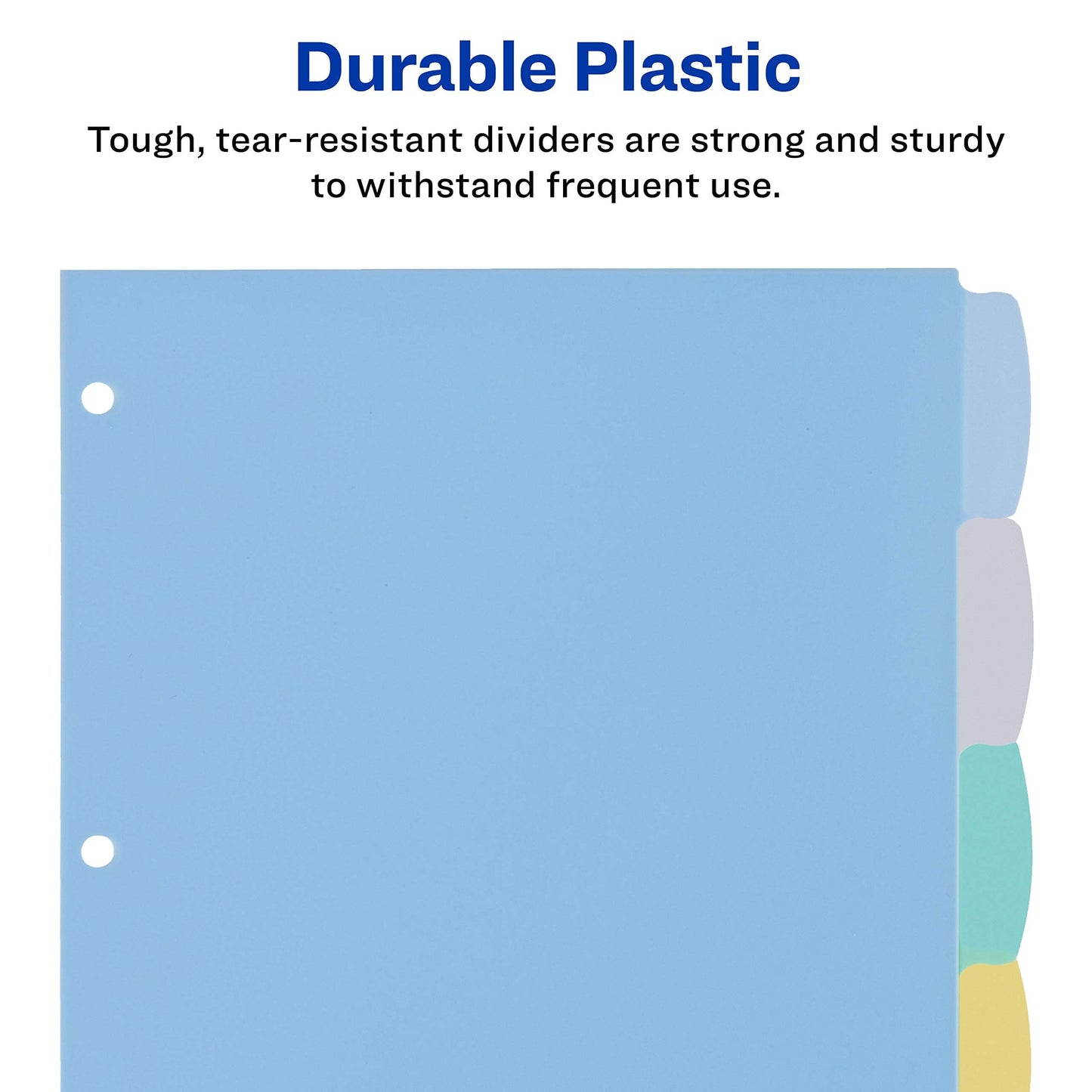 Avery® Durable Write-On Plastic Dividers with Erasable Tabs,11" x 8 1/2", Multicolor, 8 Tabs