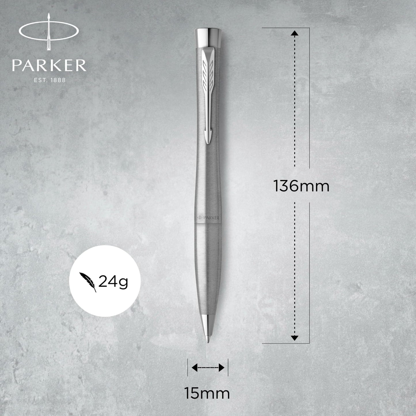 Parker® Urban Twist Ballpoint Pen, 1 mm, Medium Point, Metro Metallic With Chrome Trim, Black Ink