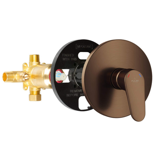 PULSE ShowerSpas 3001-RIV-PB-ORB Tru-Temp Mixing Valve, Pressure Balance Rough-In Valve Trim Kit, Round, 1/2" NPT, Oil-Rubbed Bronze