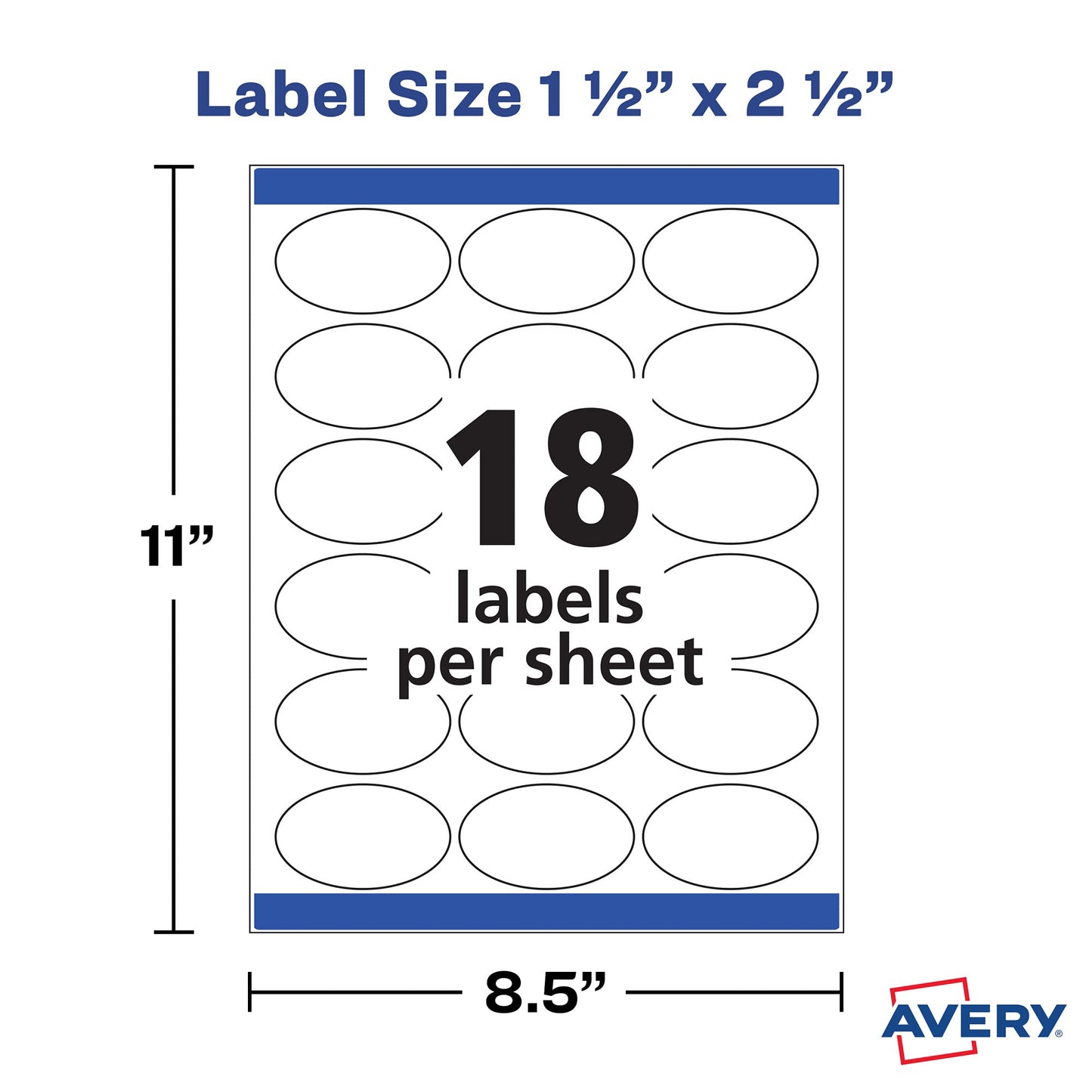 Avery Printable Oval Labels, 1.5" x 2.5", White, 90ct (22814)